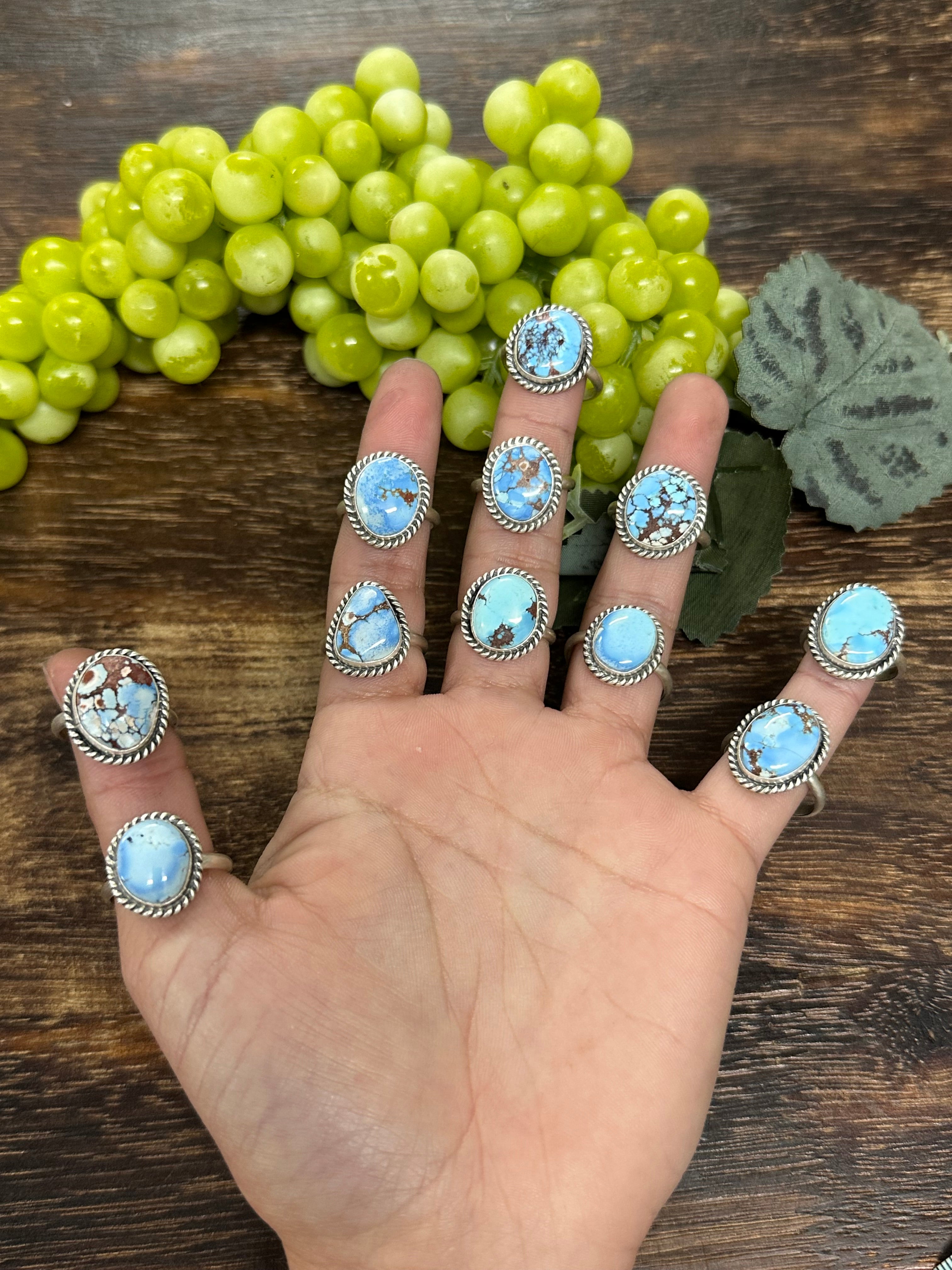 Navajo Made Golden Hills Turquoise & Sterling Silver Ring