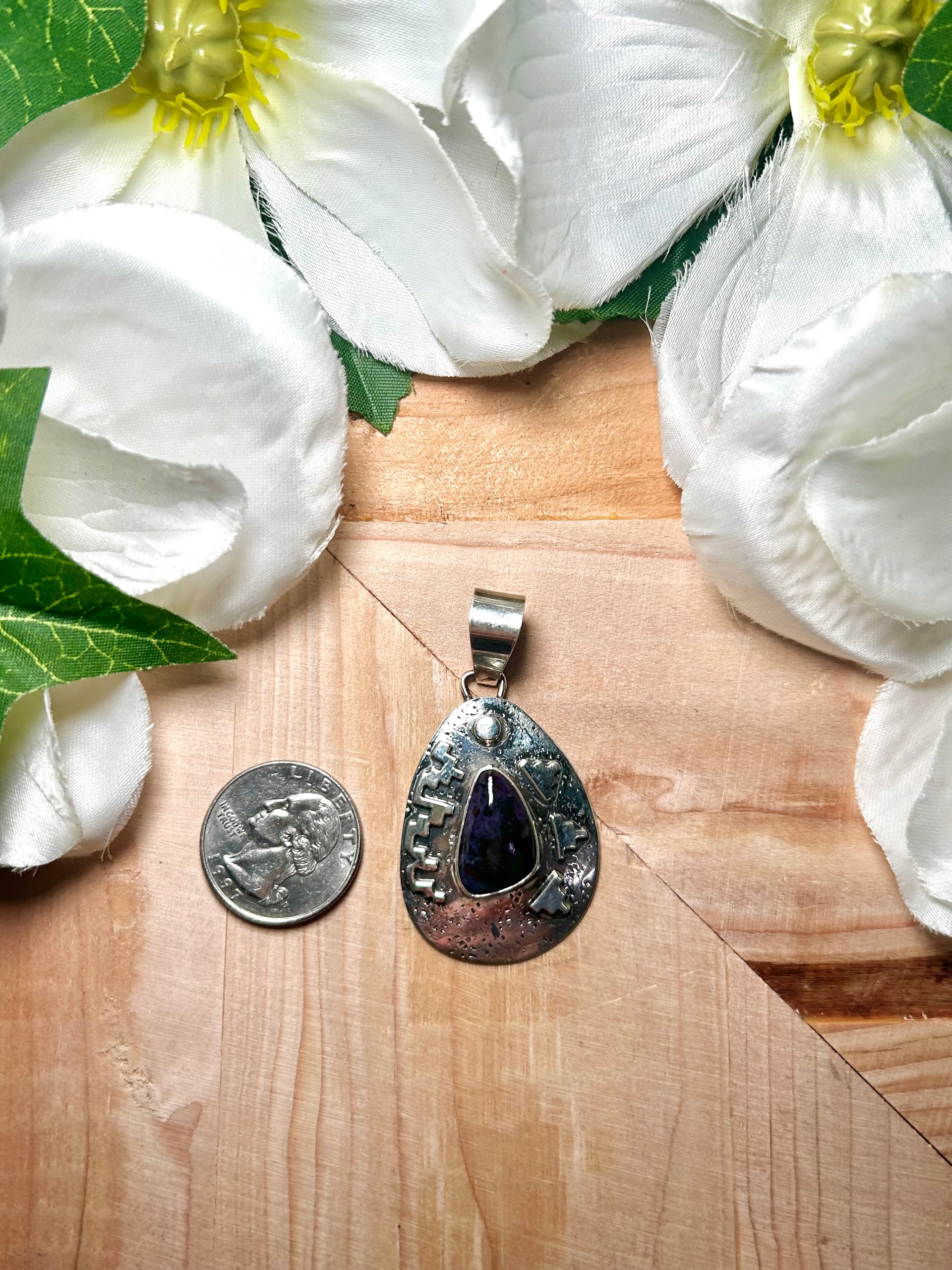 Navajo Made Sugilite & Sterling Silver Pendant