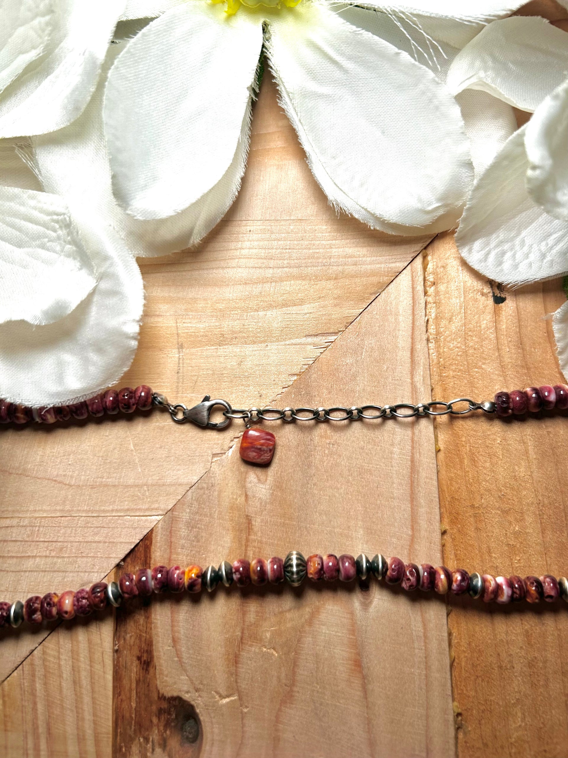 Mary Salazar Purple Spiny Oyster & Sterling Silver Necklace