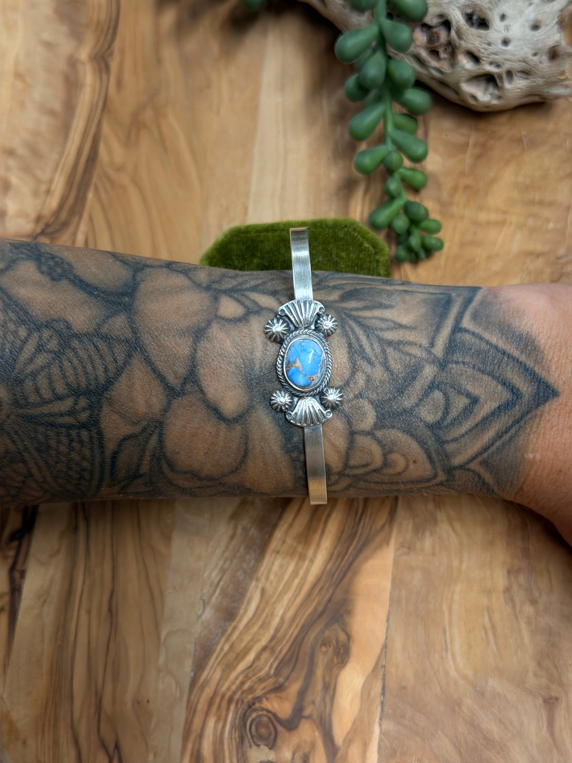Genevieve Francisco Golden Hills Turquoise and Sterling Silver Cuff Bracelet