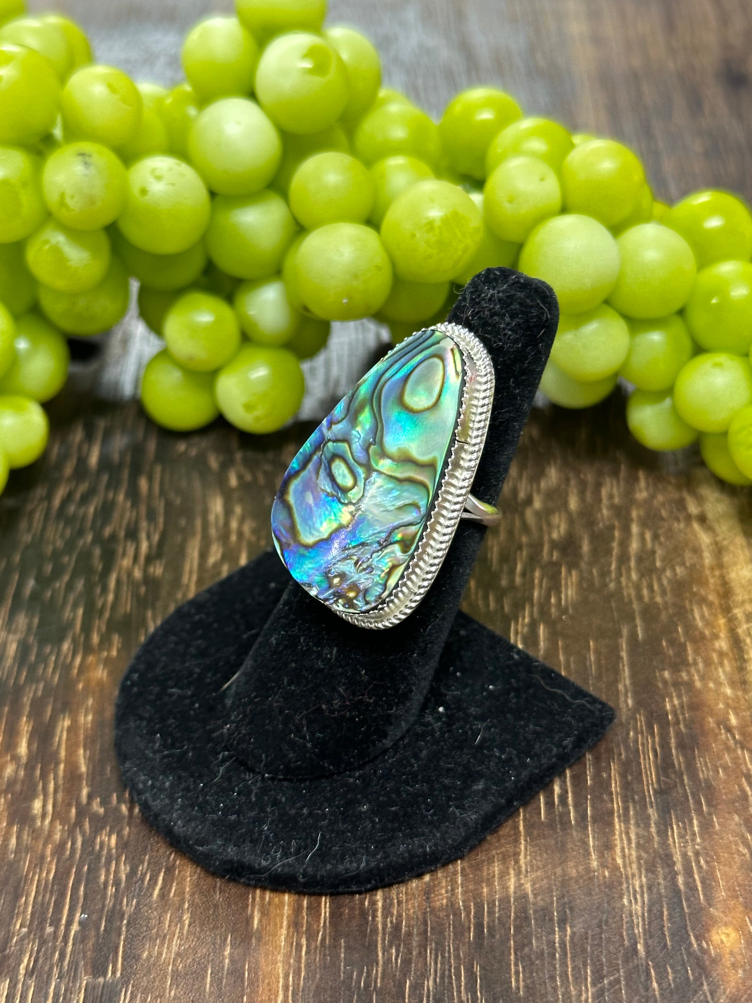 Reda Galvan Abalone & Sterling Silver Ring Size 6.5