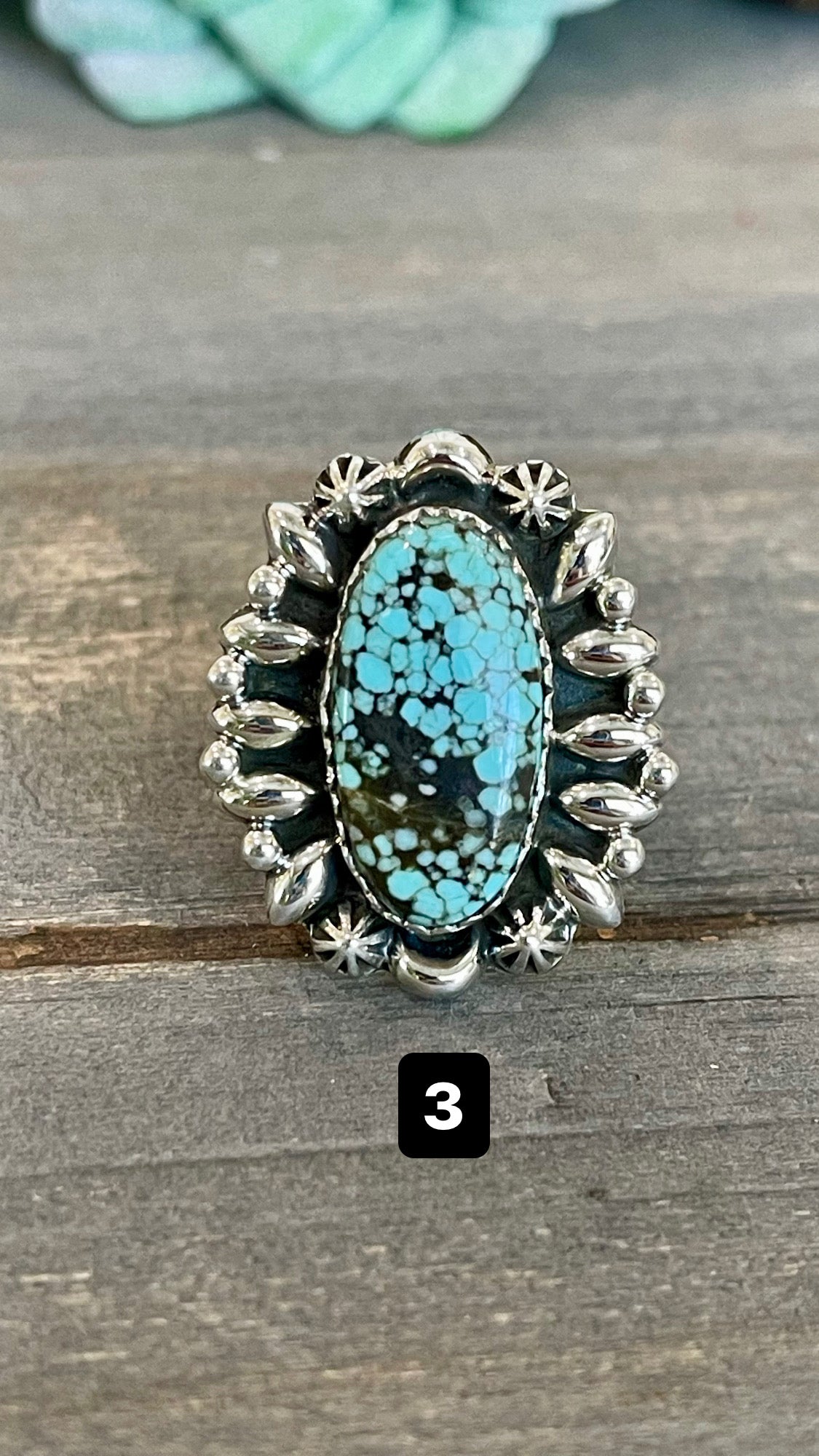 Southwest Handmade Number 8 Turquoise & Sterling Silver Adjustable Ring