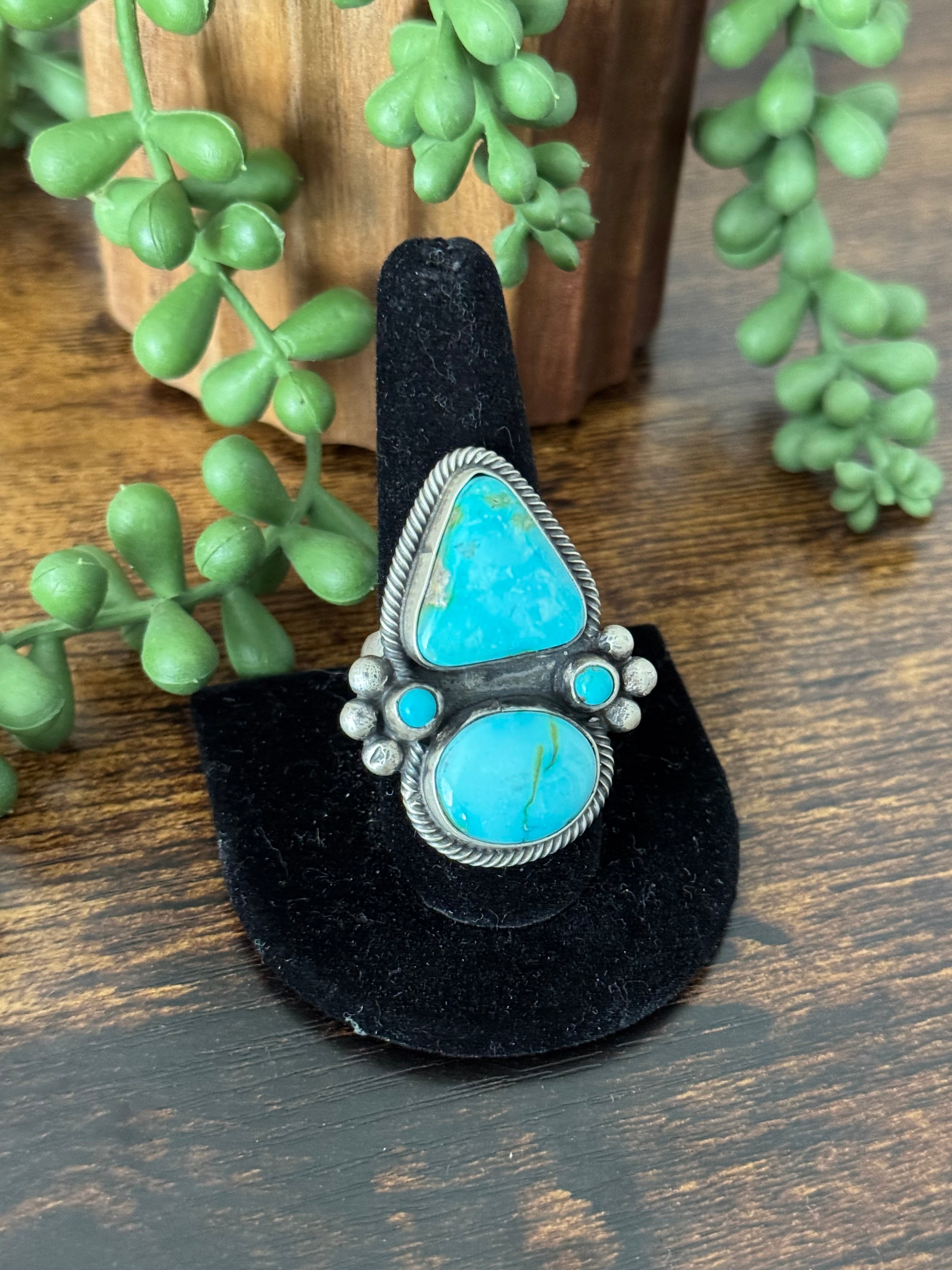 Sheila Becenti Sonoran Mountain Turquoise & Sterling Silver Ring Size 10