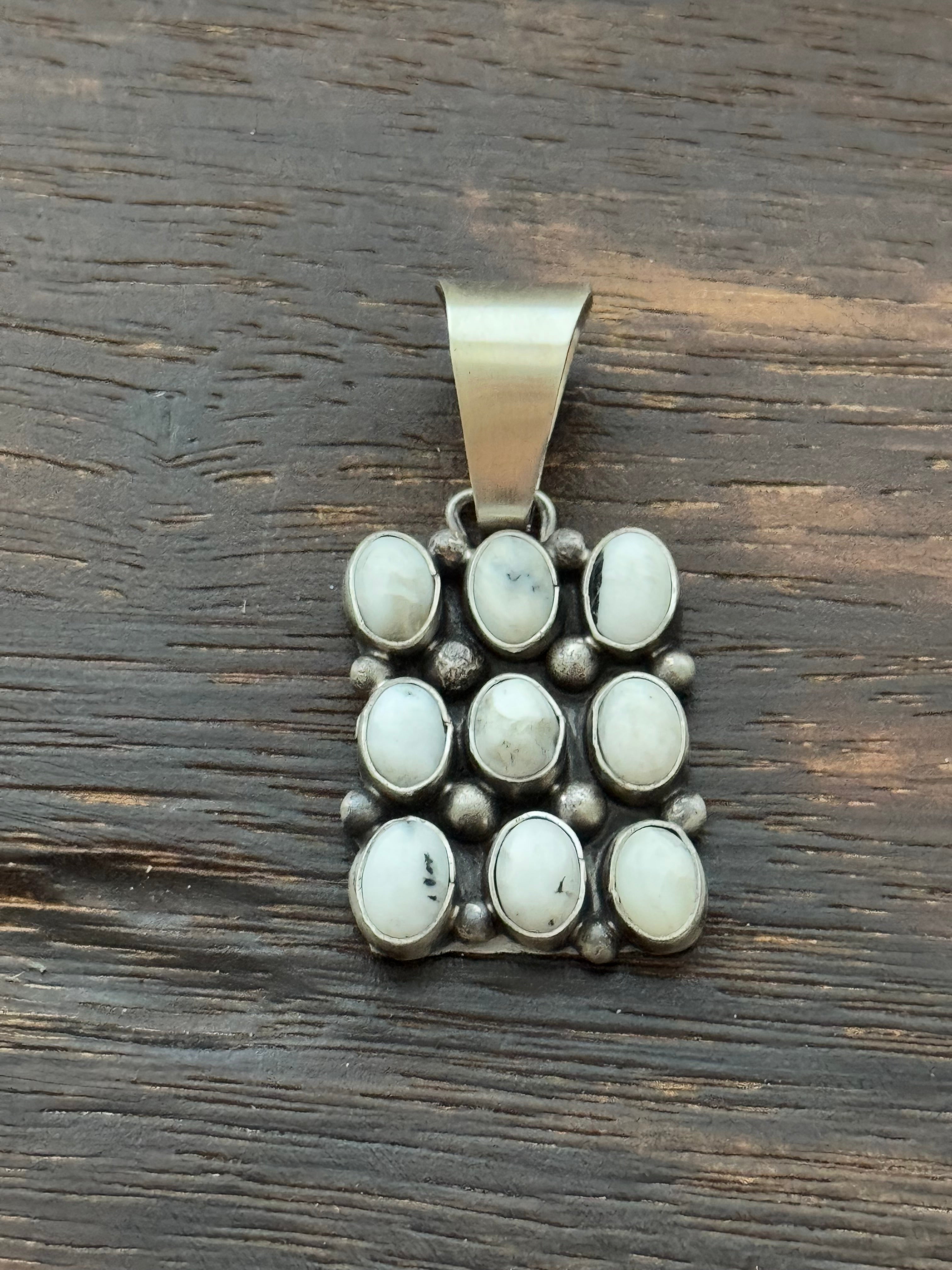 Navajo Made White Buffalo & Sterling Silver Pendant