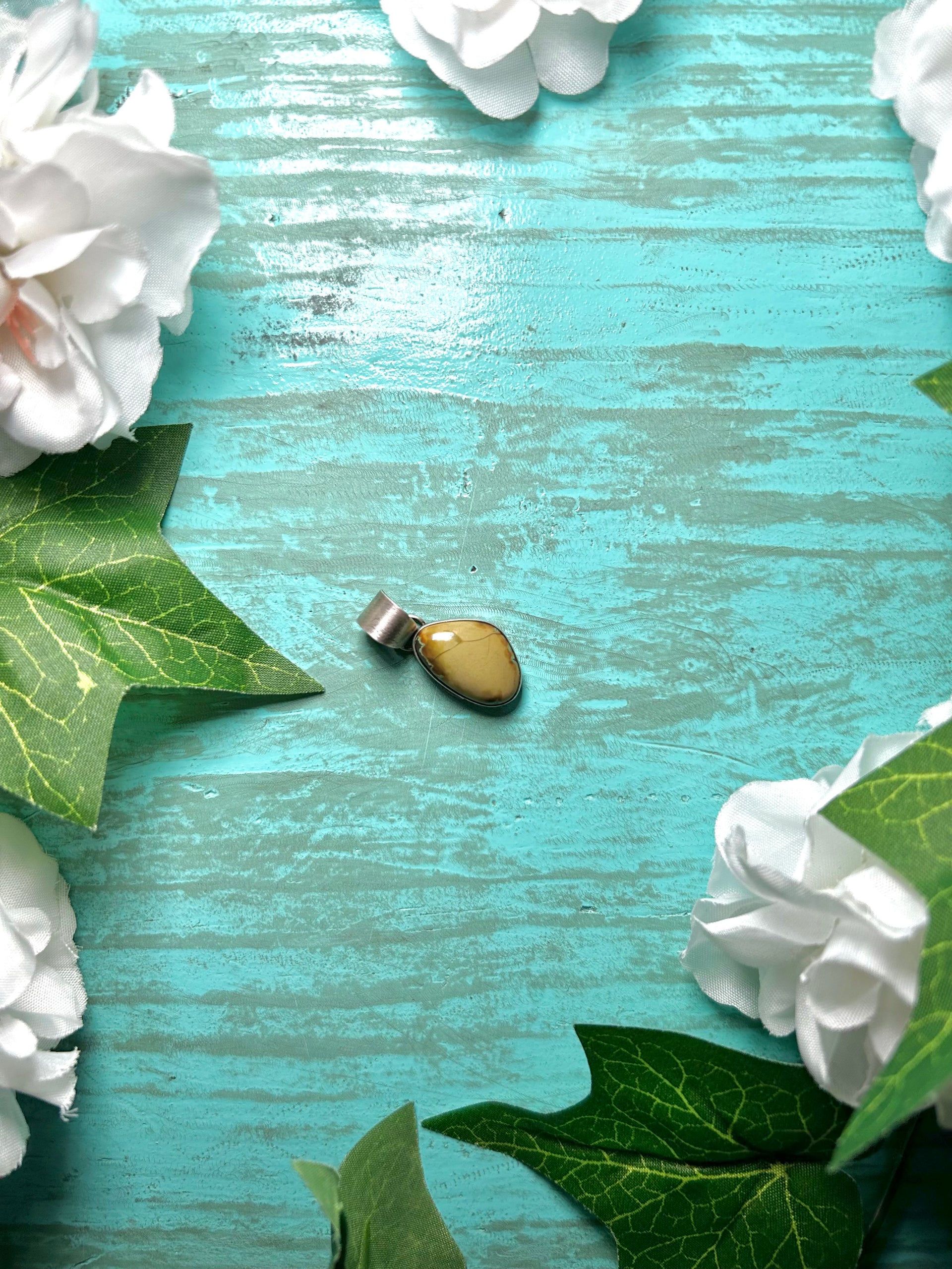 Navajo Made Blue Moon Turquoise & Sterling Silver Pendant