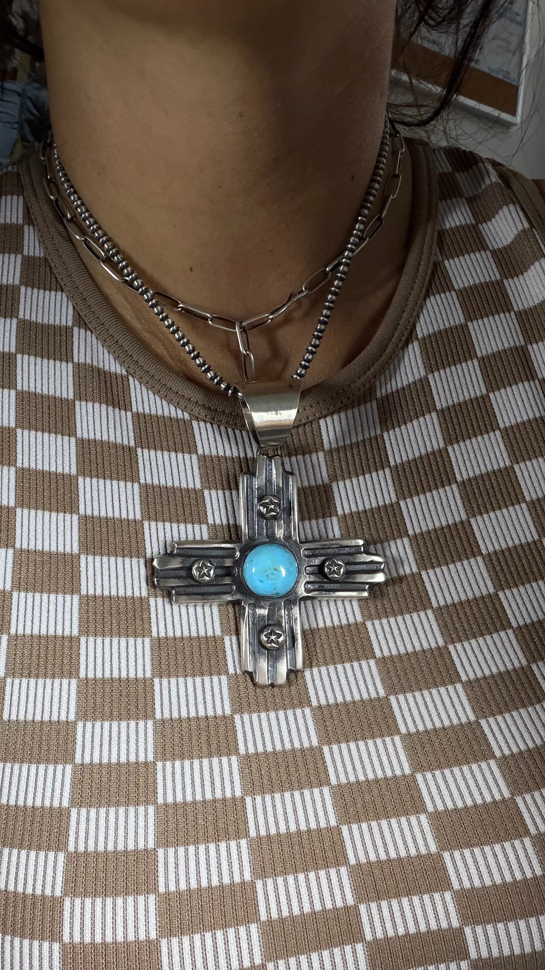 Chimney Butte Kingman Turquoise & Sterling Silver Zia Pendant