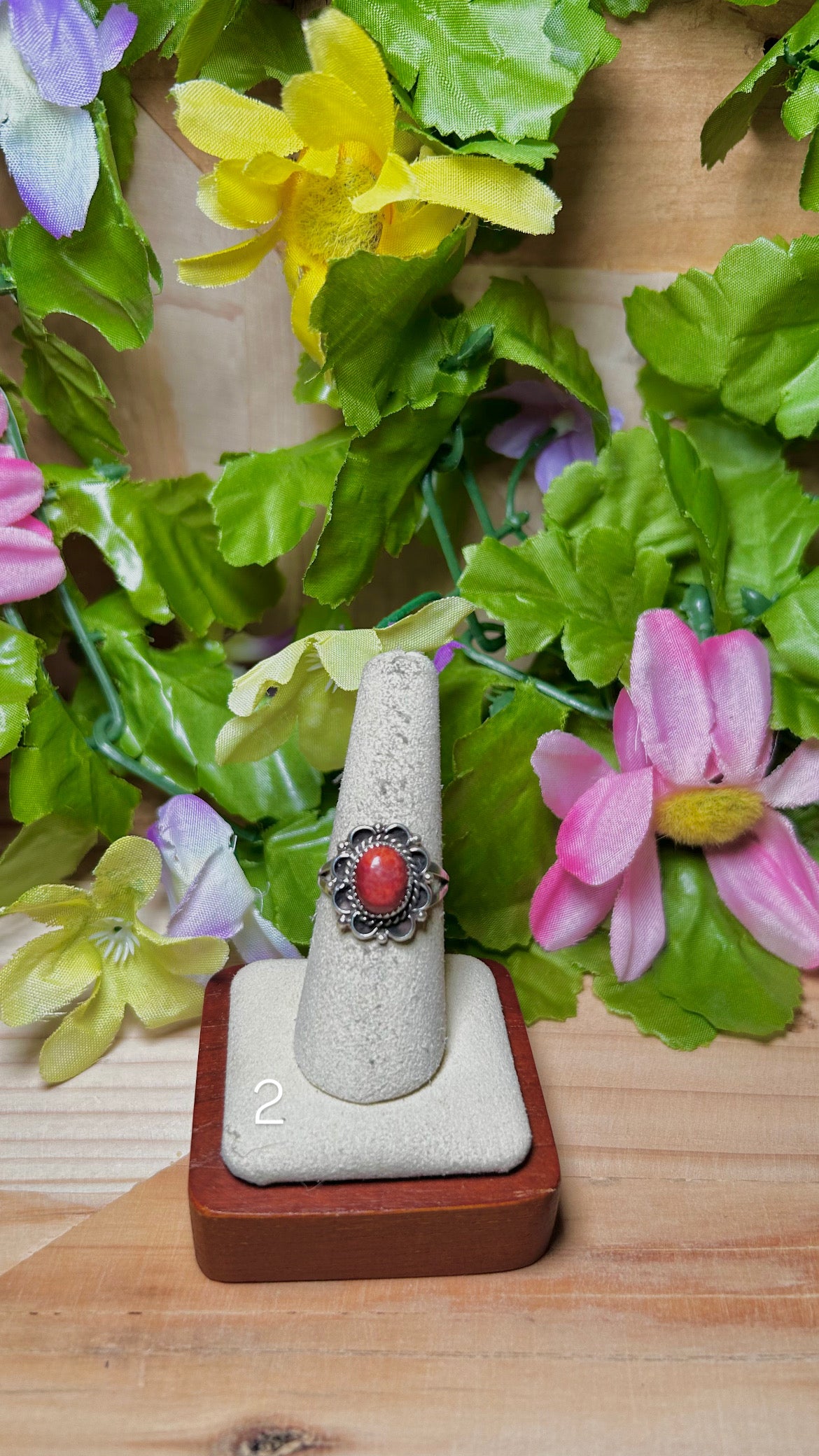 Navajo Made Spiny Oyster & Sterling Silver Ring