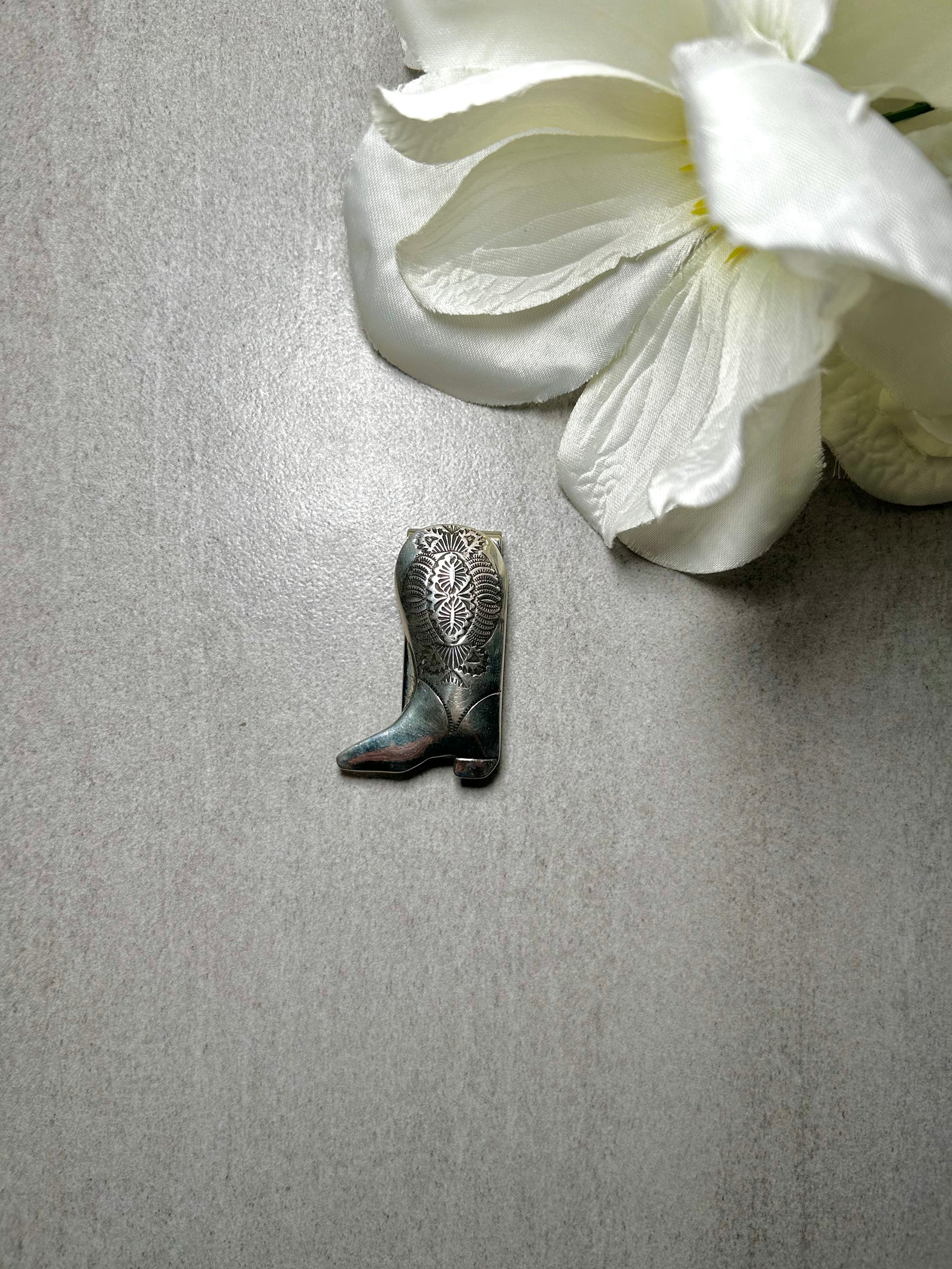 Navajo Made Sterling Silver Inlay Money Clip