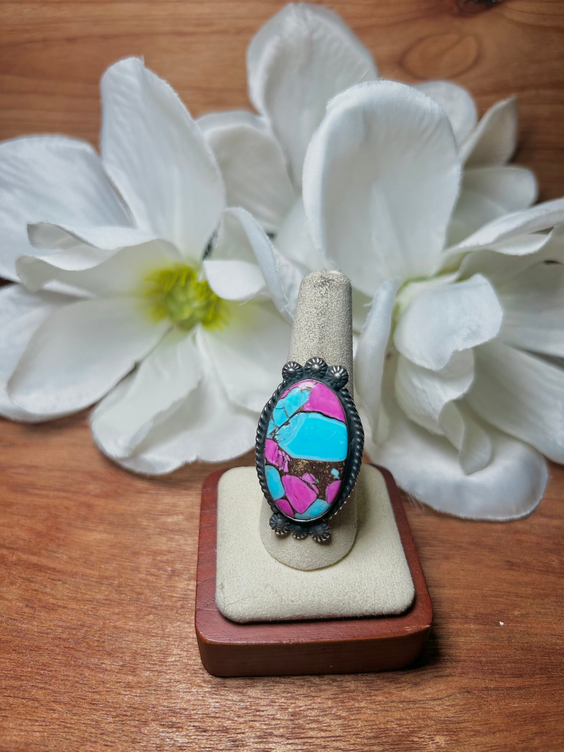 Zachariah David Cotton Candy Dahlia & Sterling Silver Adjustable Ring