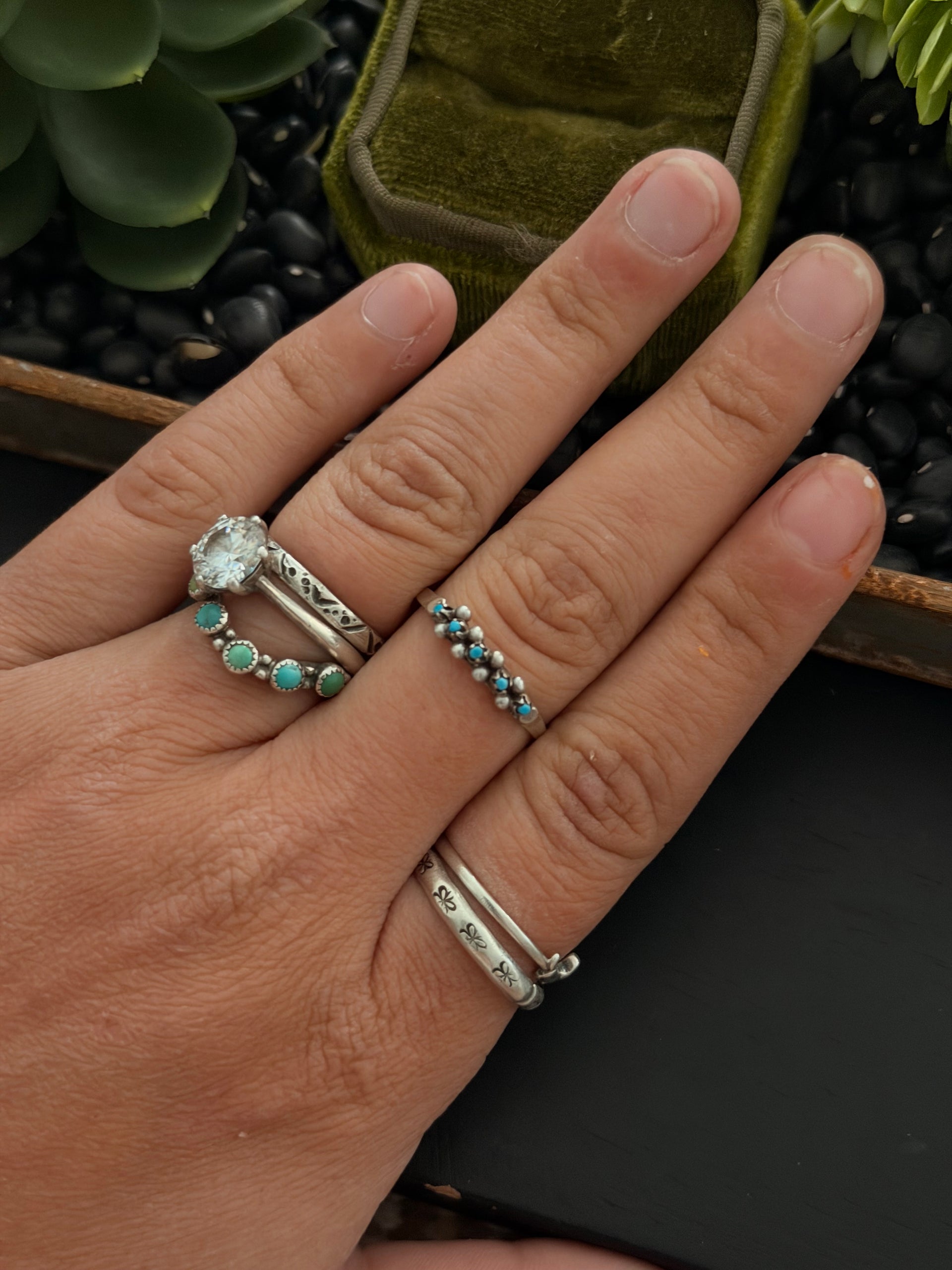 Navajo Made Turquoise & Sterling Silver Ring Size 9