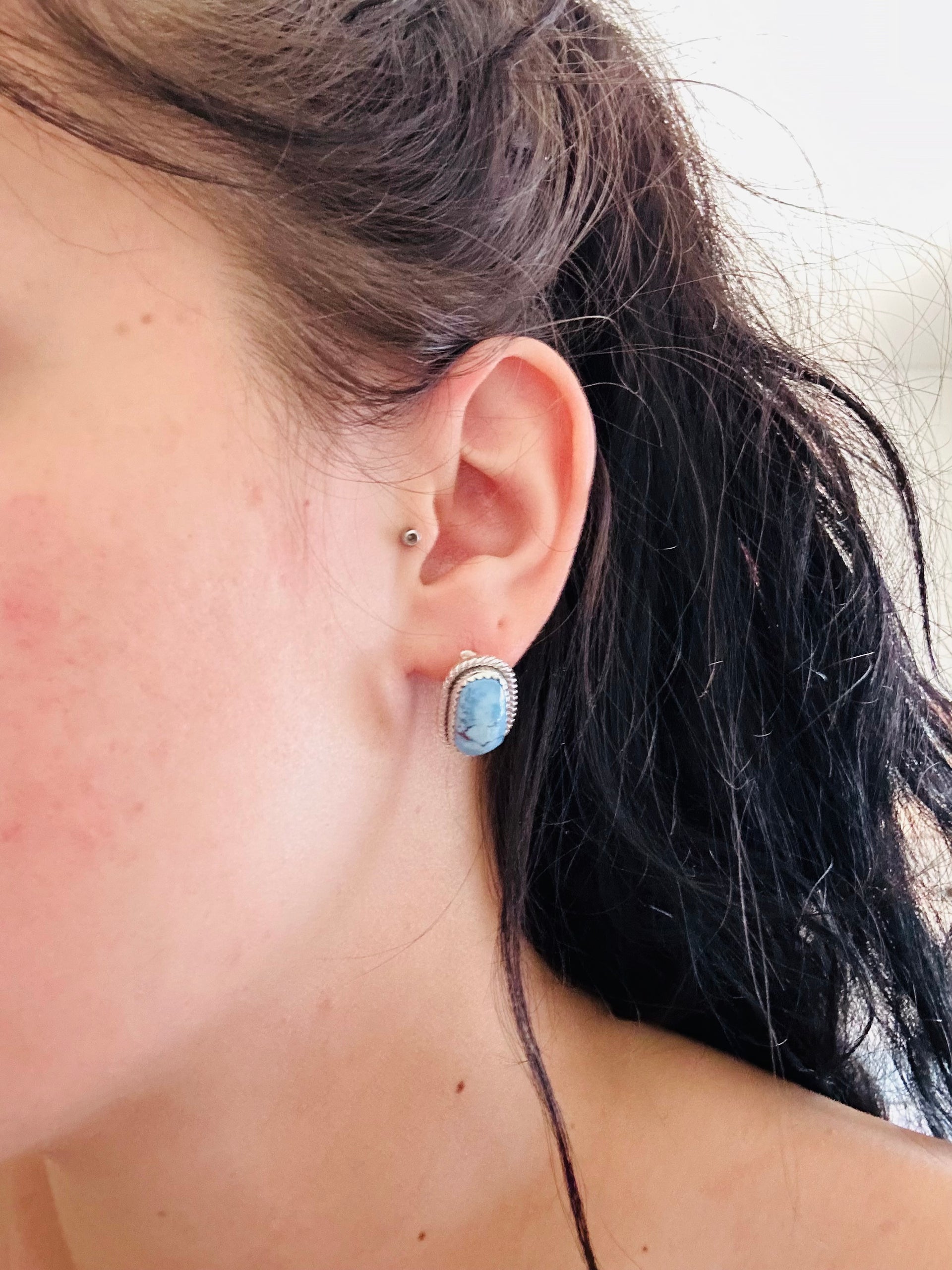 Southwest Handmade Golden Hills Turquoise & Sterling Silver Post Stud Earrings