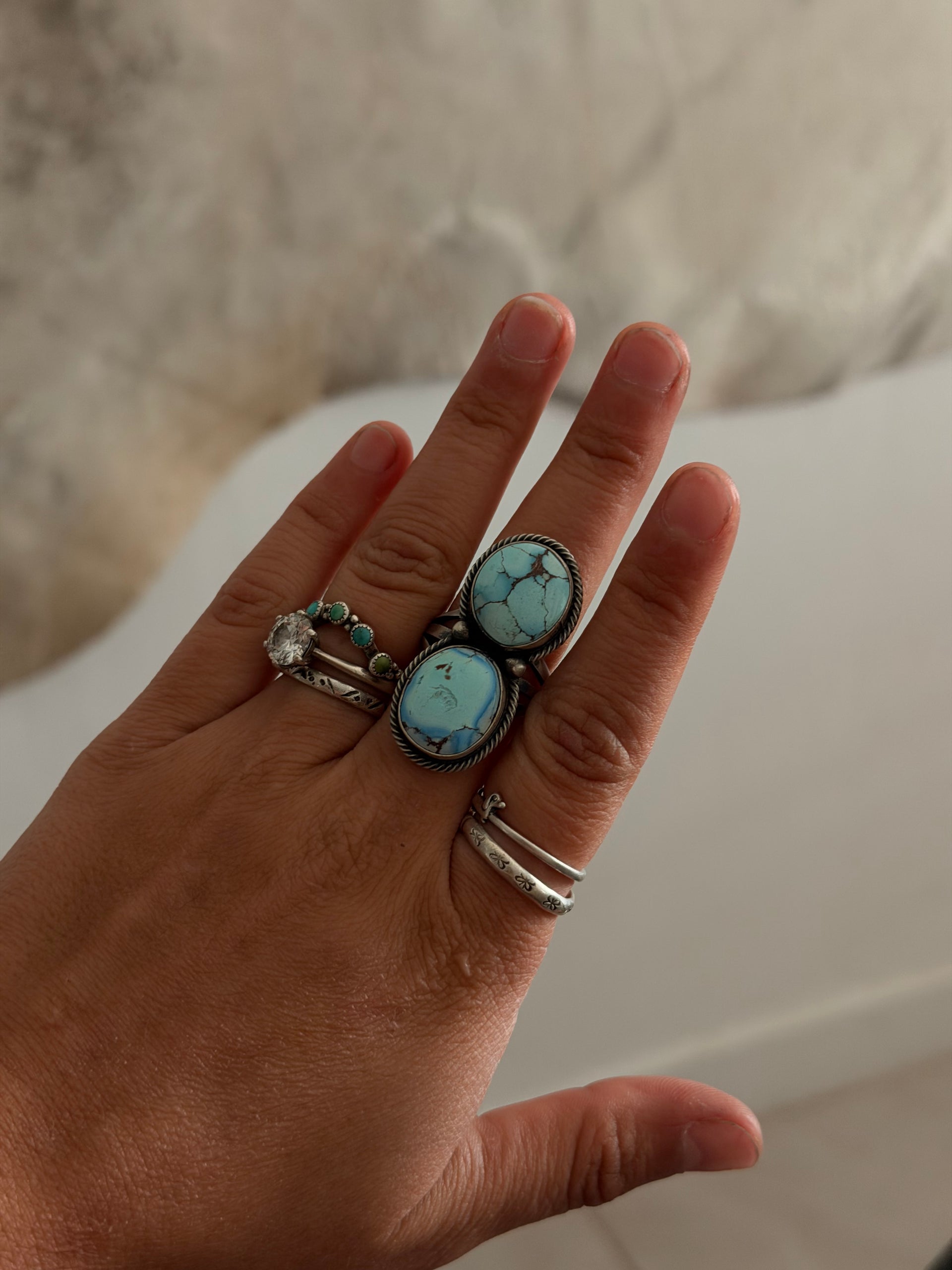 Darrin Livingston Golden Hills Turquoise Sterling Silver Ring Size 8.5