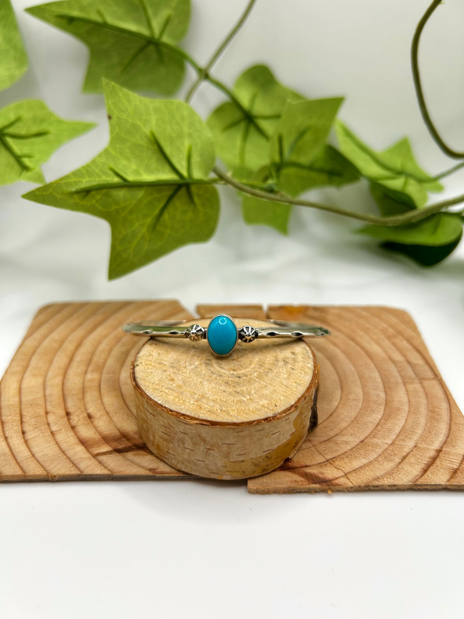 Navajo Made Kingman Turquoise & Sterling Silver Cuff Bracelet