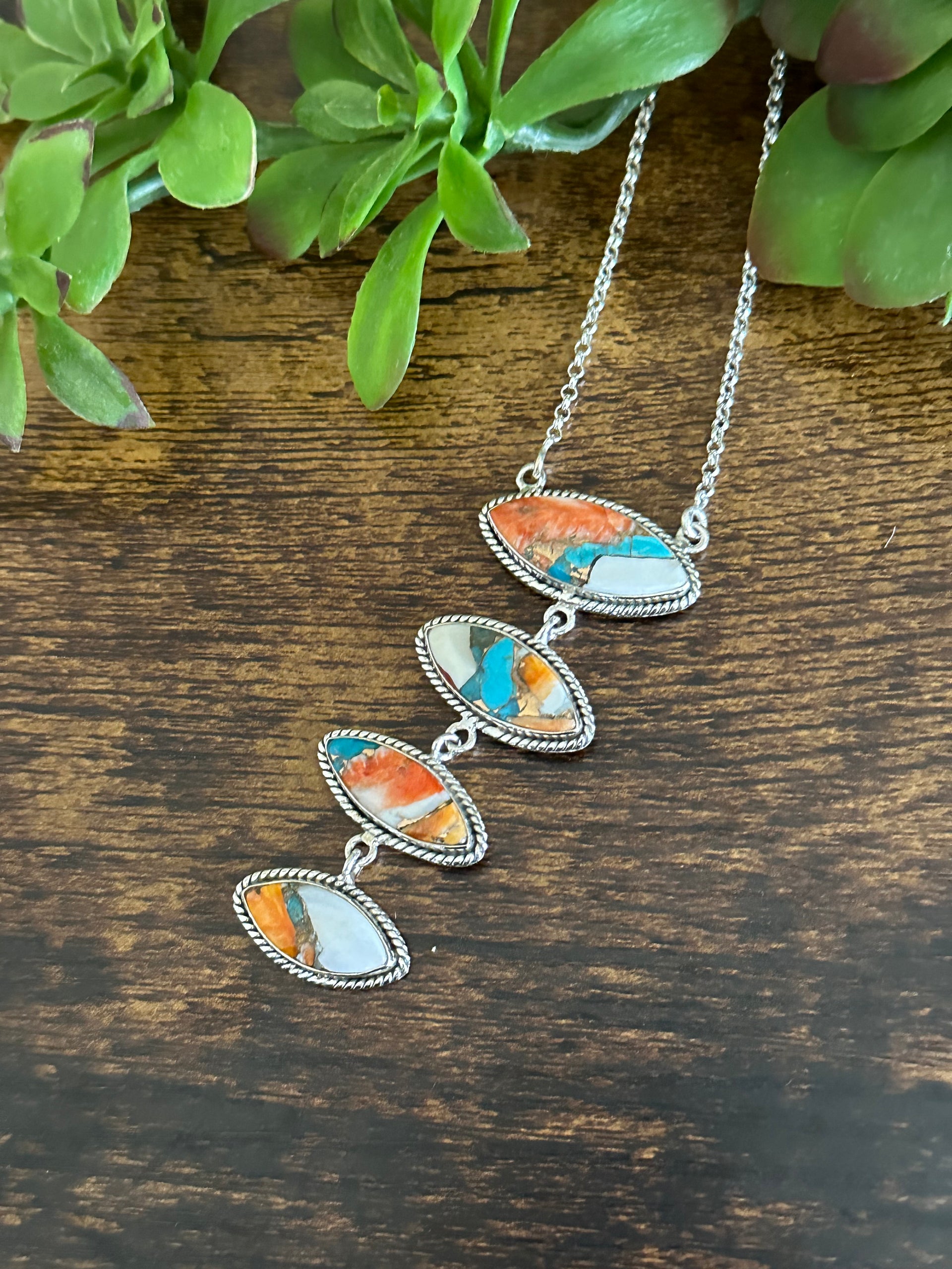 Southwest Made Mohave Turquoise & Sterling Silver Necklace