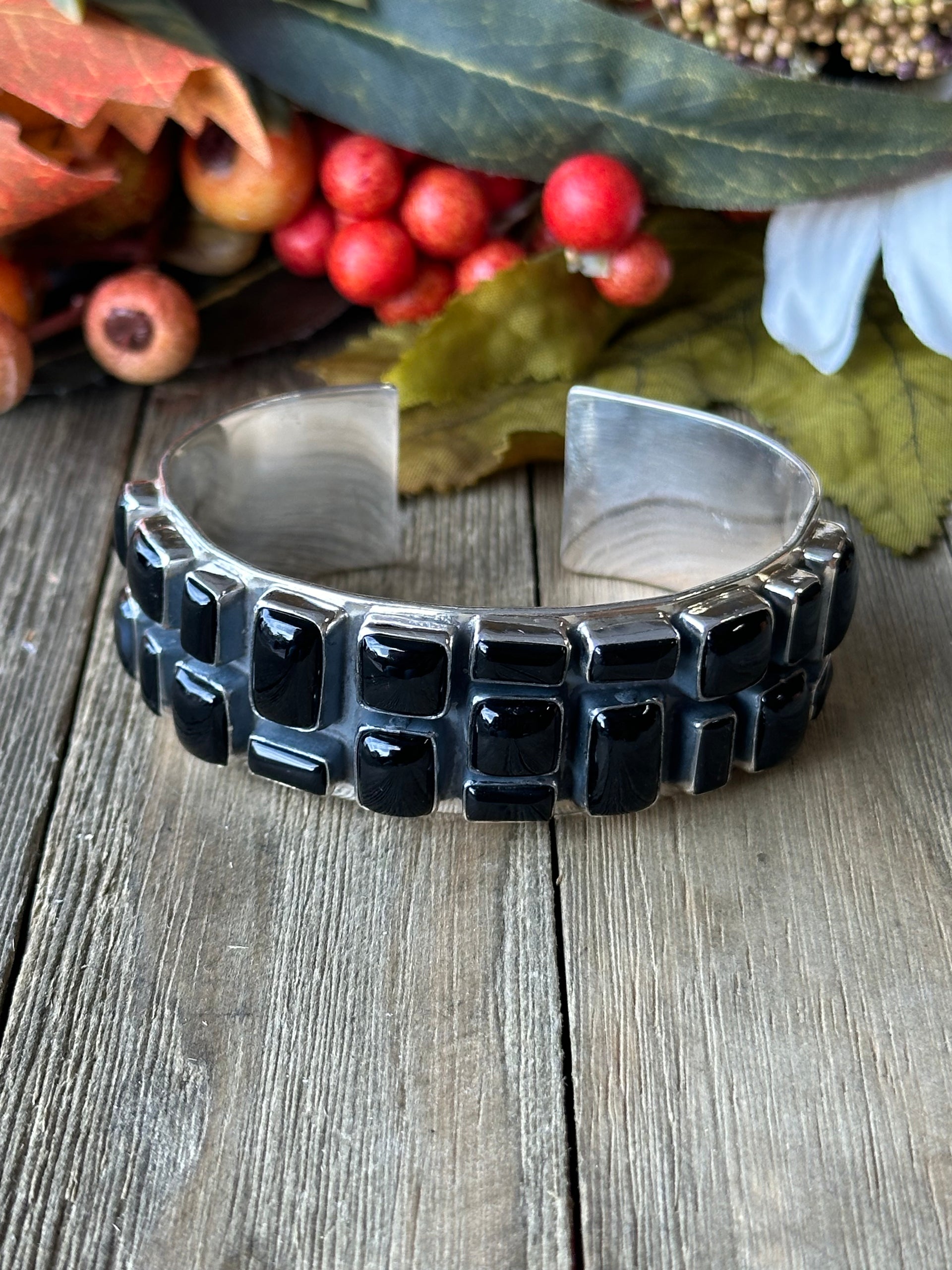 Southwest Made Onyx & Sterling Silver Cuff Bracelet