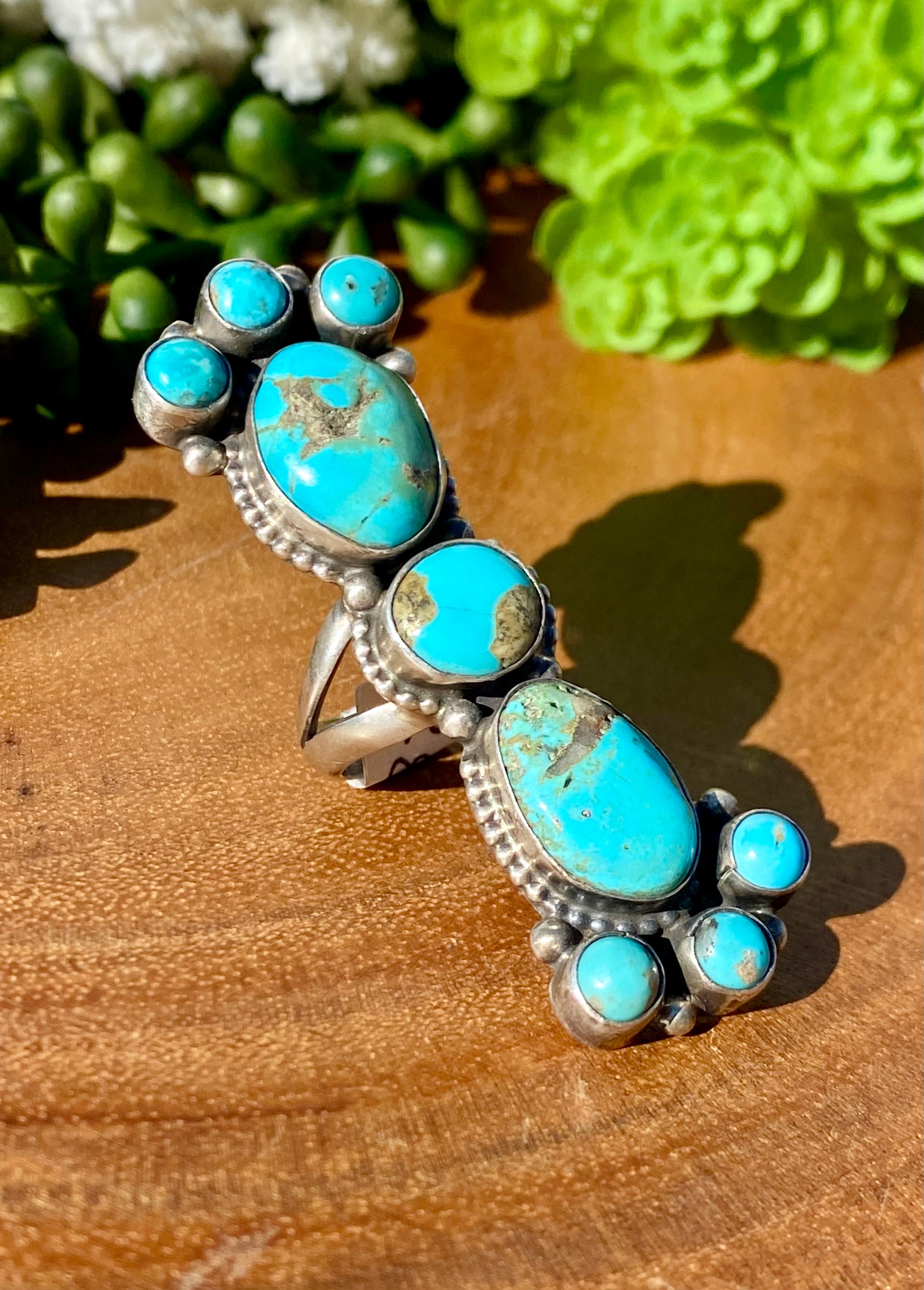 Sheila Becenti Navajo Kingman Turquoise & Sterling Silver Size 7.75