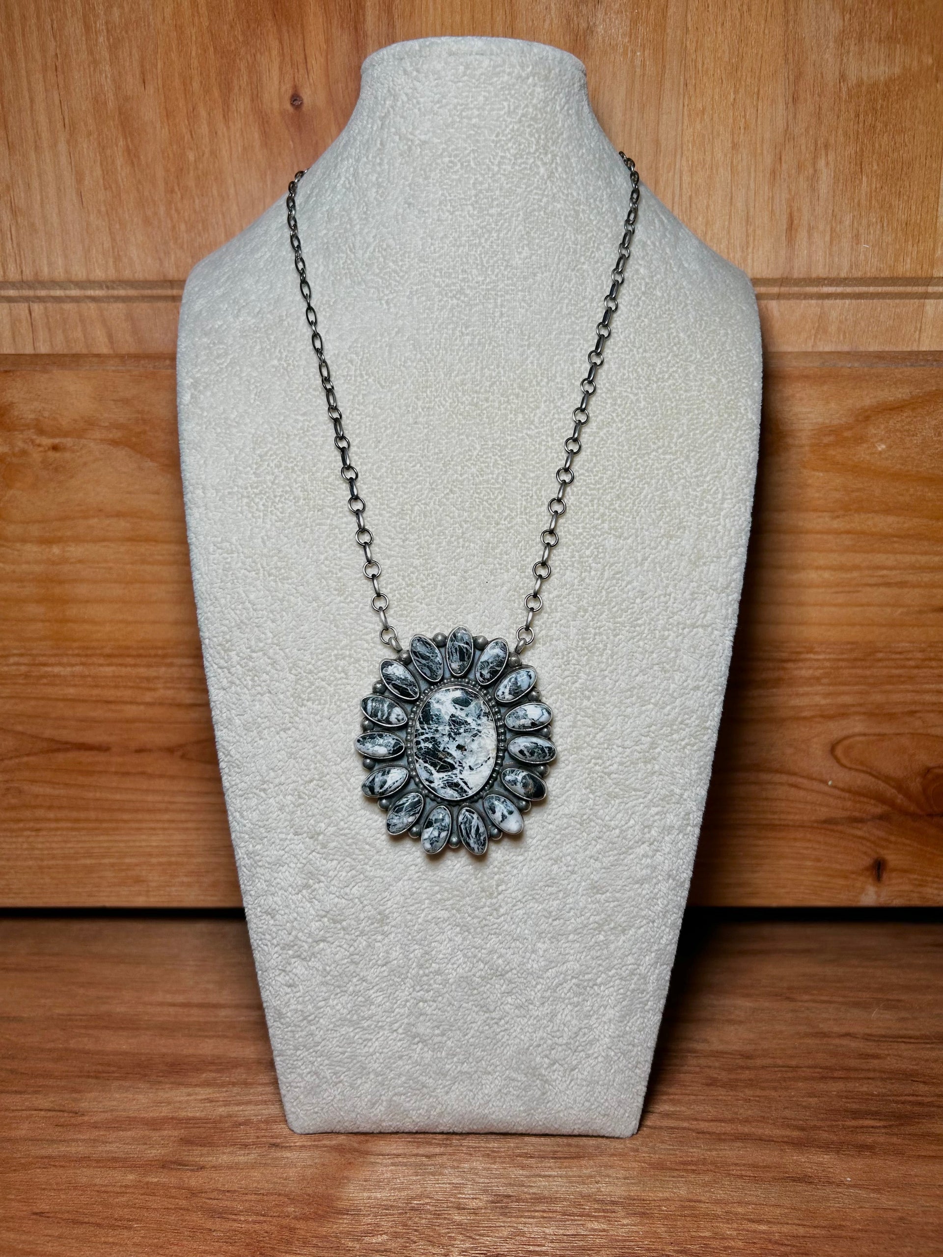 Timothy Yazzie White Buffalo & Sterling Silver Necklace