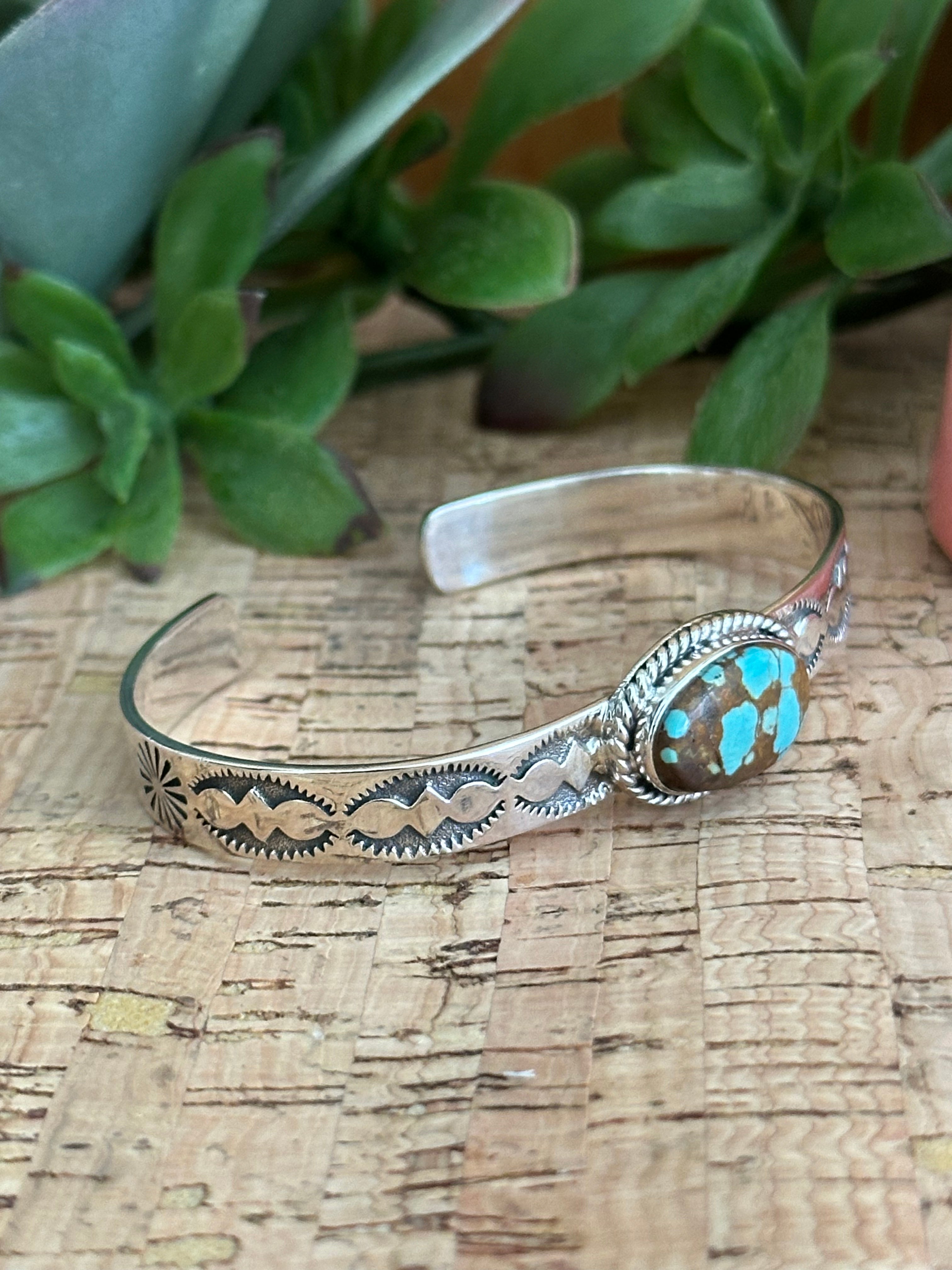 Southwest Made #8 Turquoise & Sterling Silver Cuff Bracelet