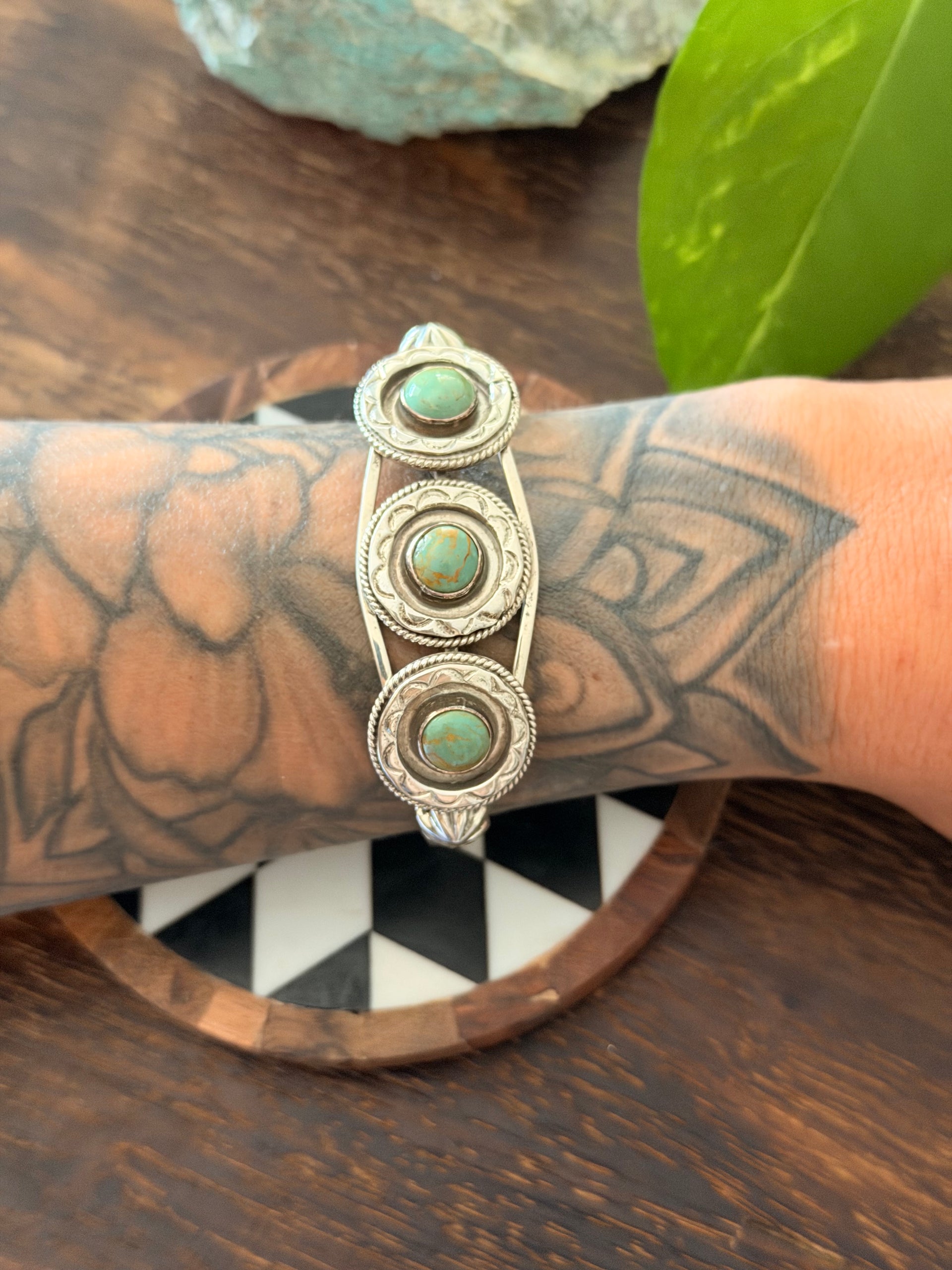 Navajo Made Kingman Turquoise & Sterling Silver Cuff Bracelet