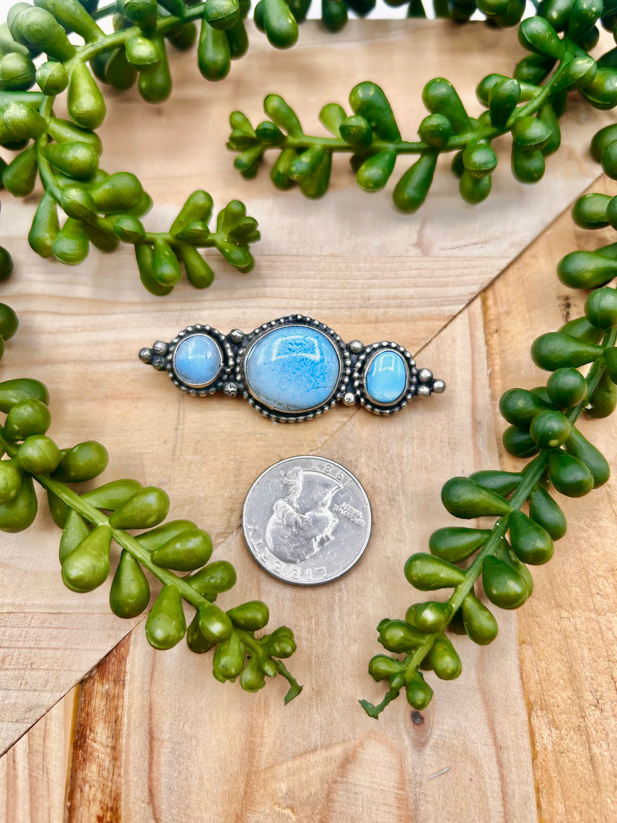 Navajo Made Golden Hill Turquoise & Sterling Silver Pin