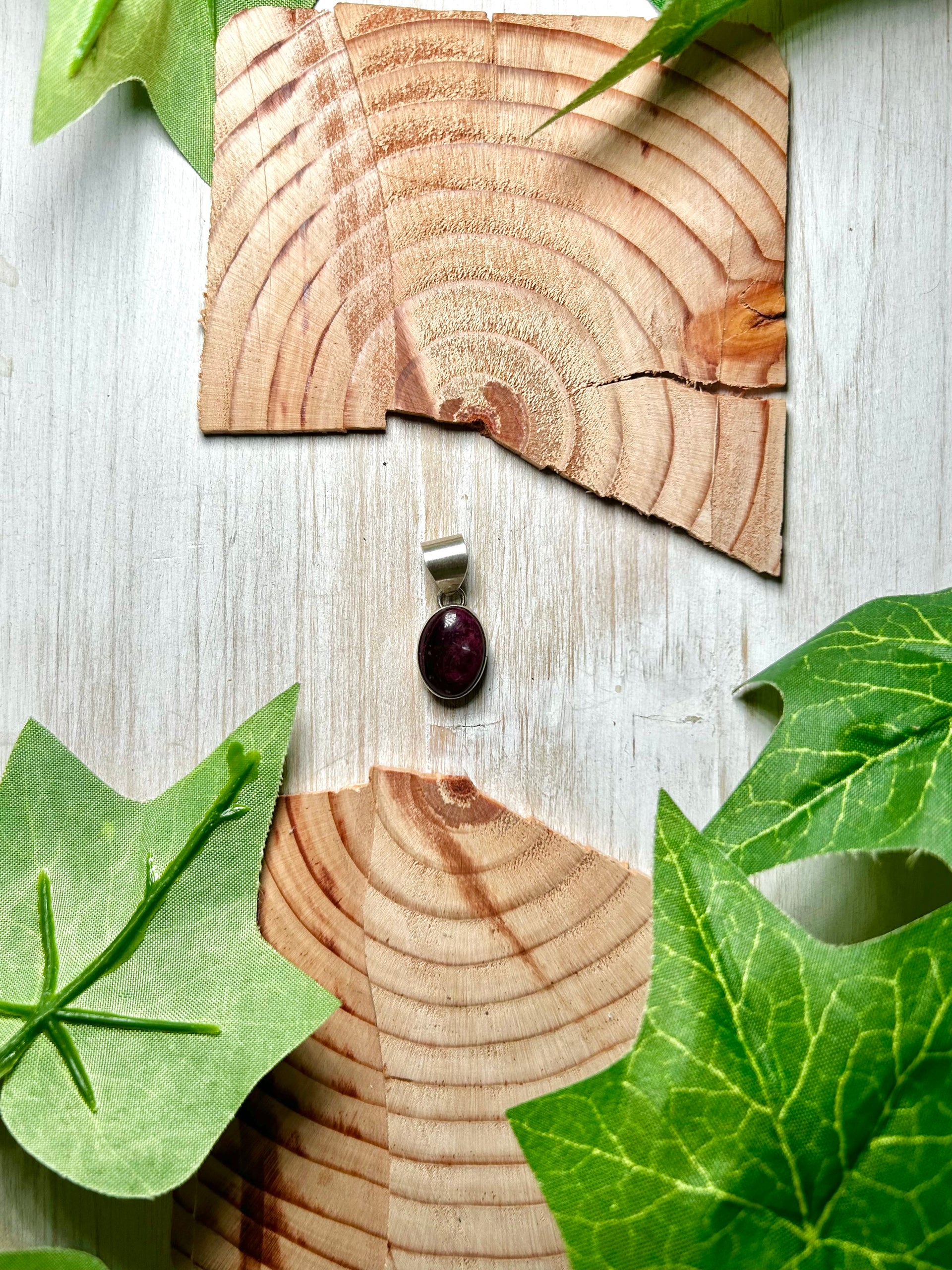 Navajo Made Purple Spiny Oyster & Sterling Silver Pendant
