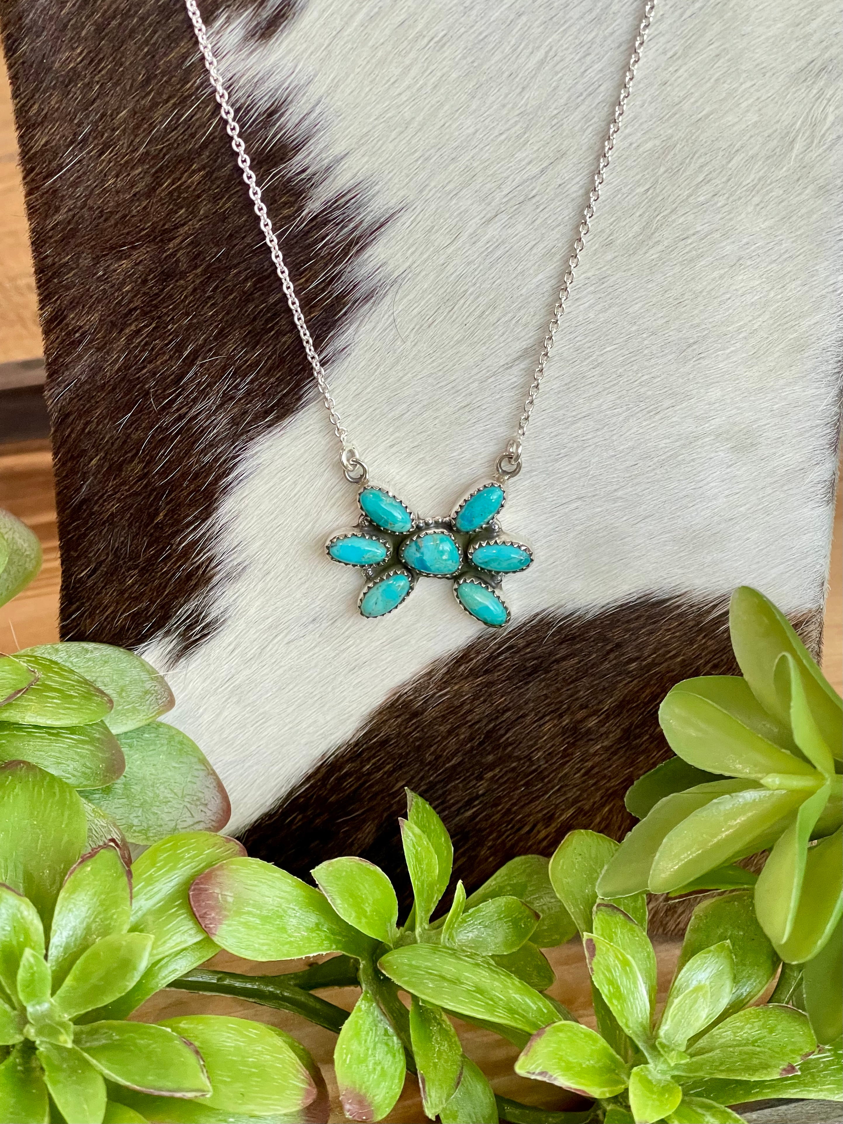 Southwest Handmade Kingman Turquoise & Sterling Silver Necklace