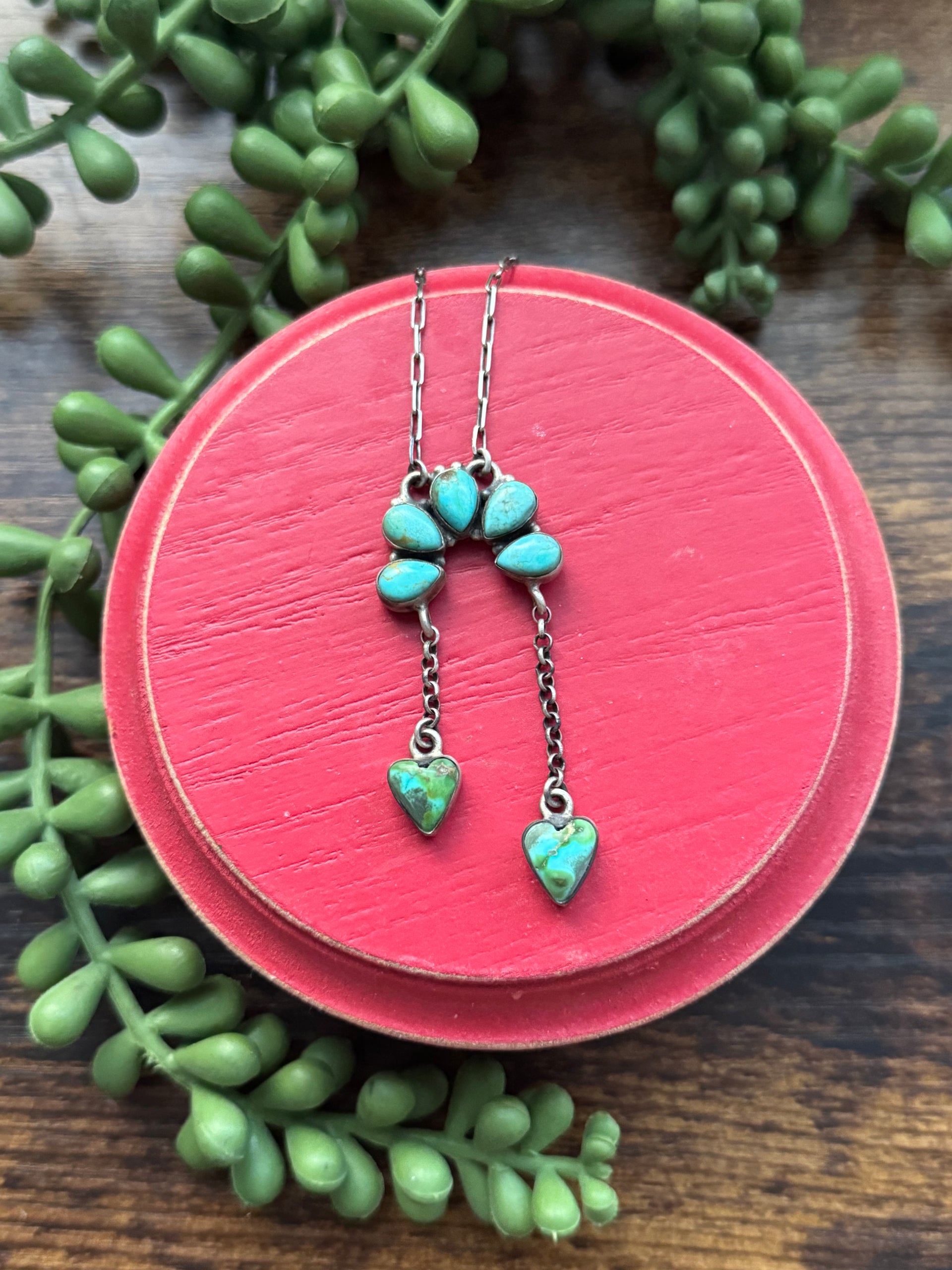 Southwest Handmade Multi Turquoise & Sterling Silver Naja Heart Necklace