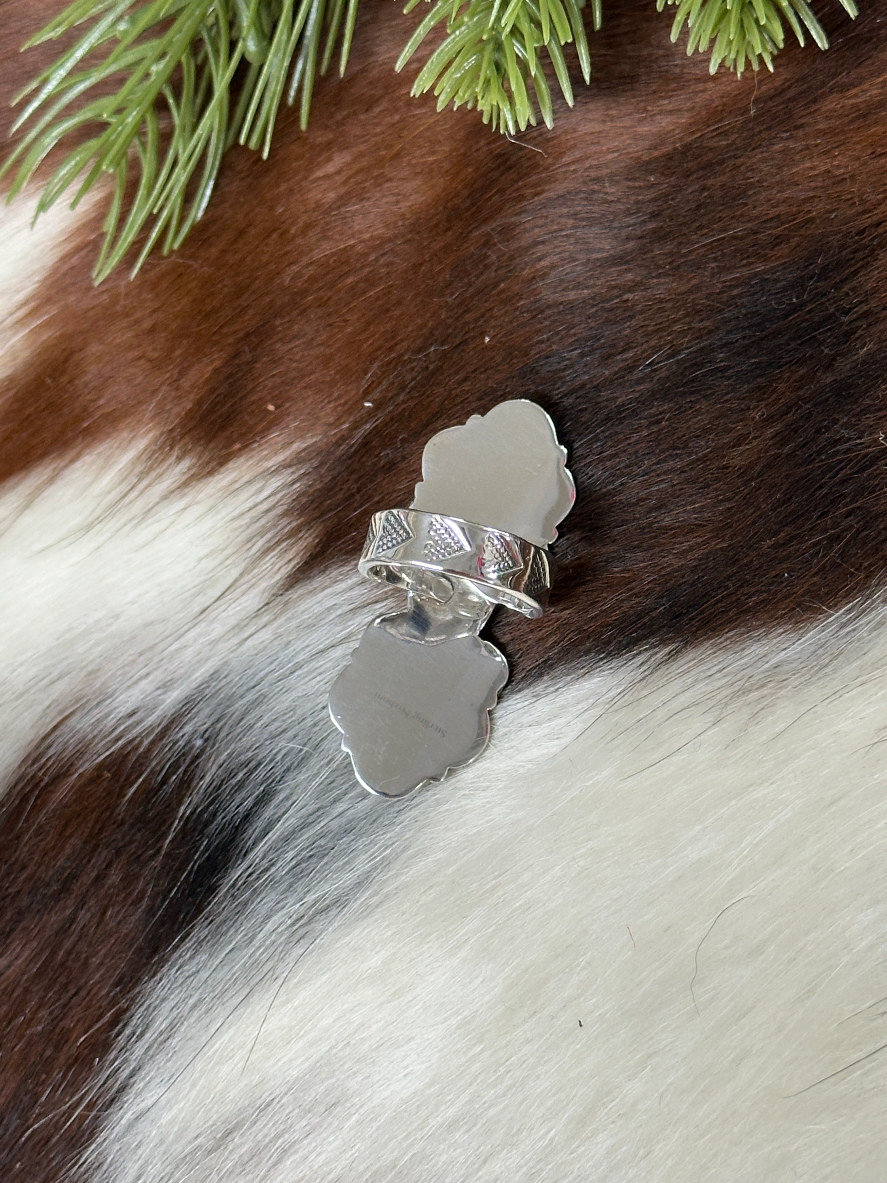 Southwest Handmade White Buffalo & Sterling Silver Cluster Adjustable Rings