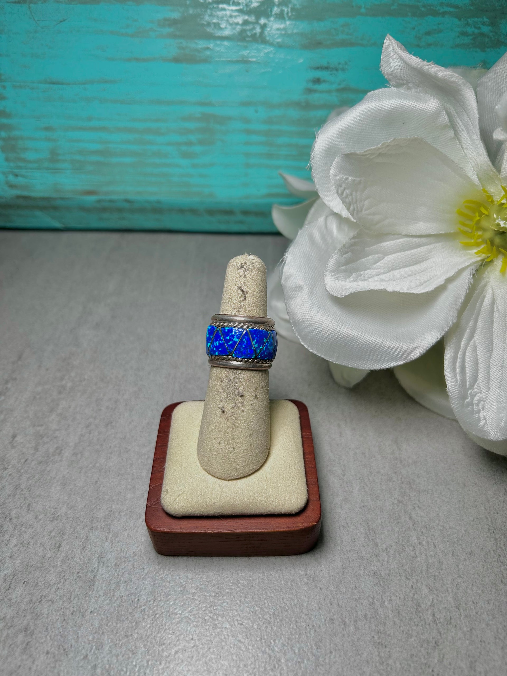 Navajo Made Opal & Sterling Silver Ring Size 6.5