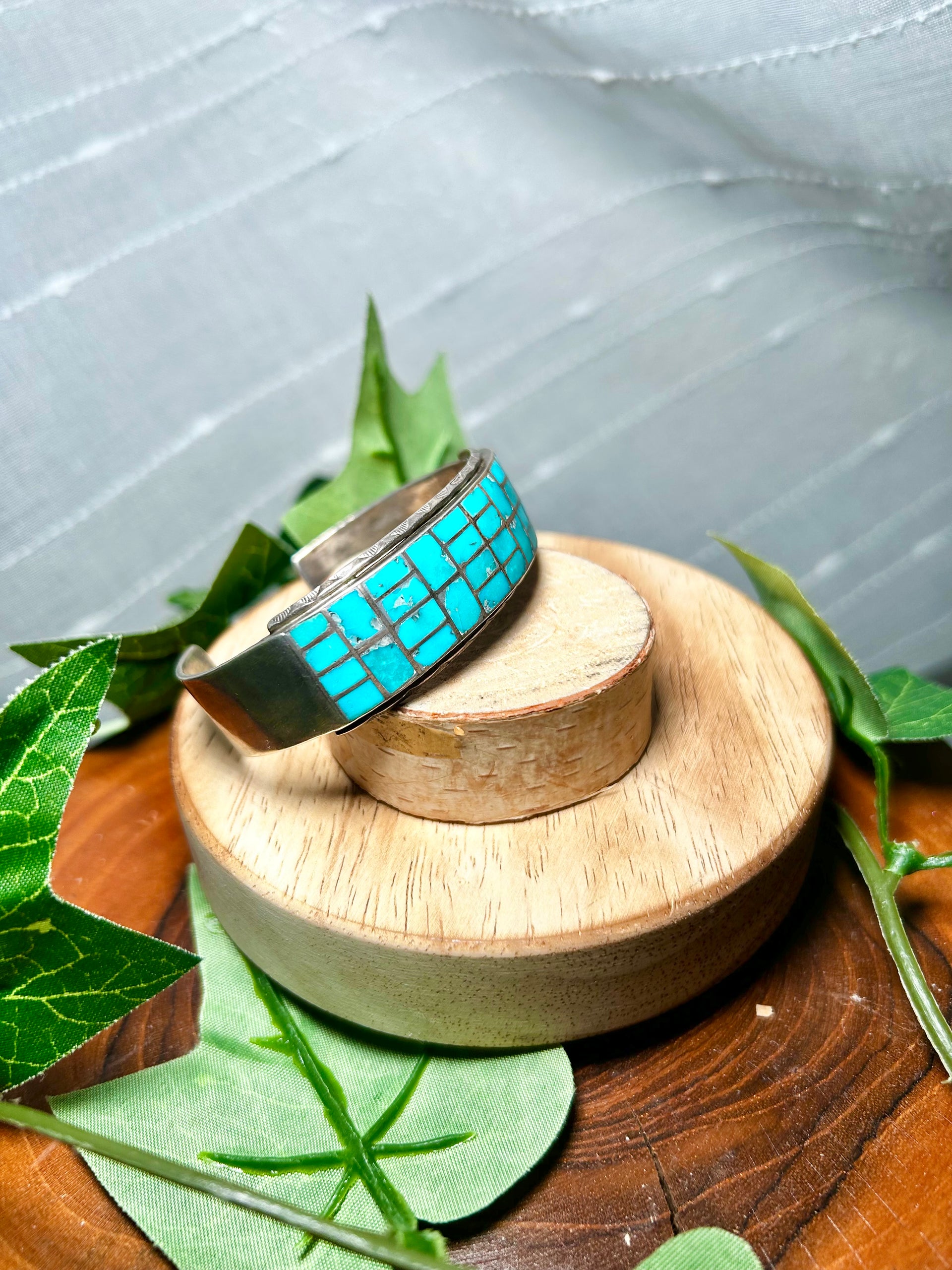 Vintage Navajo Kingman Turquoise & Sterling Silver Cuff Bracelet