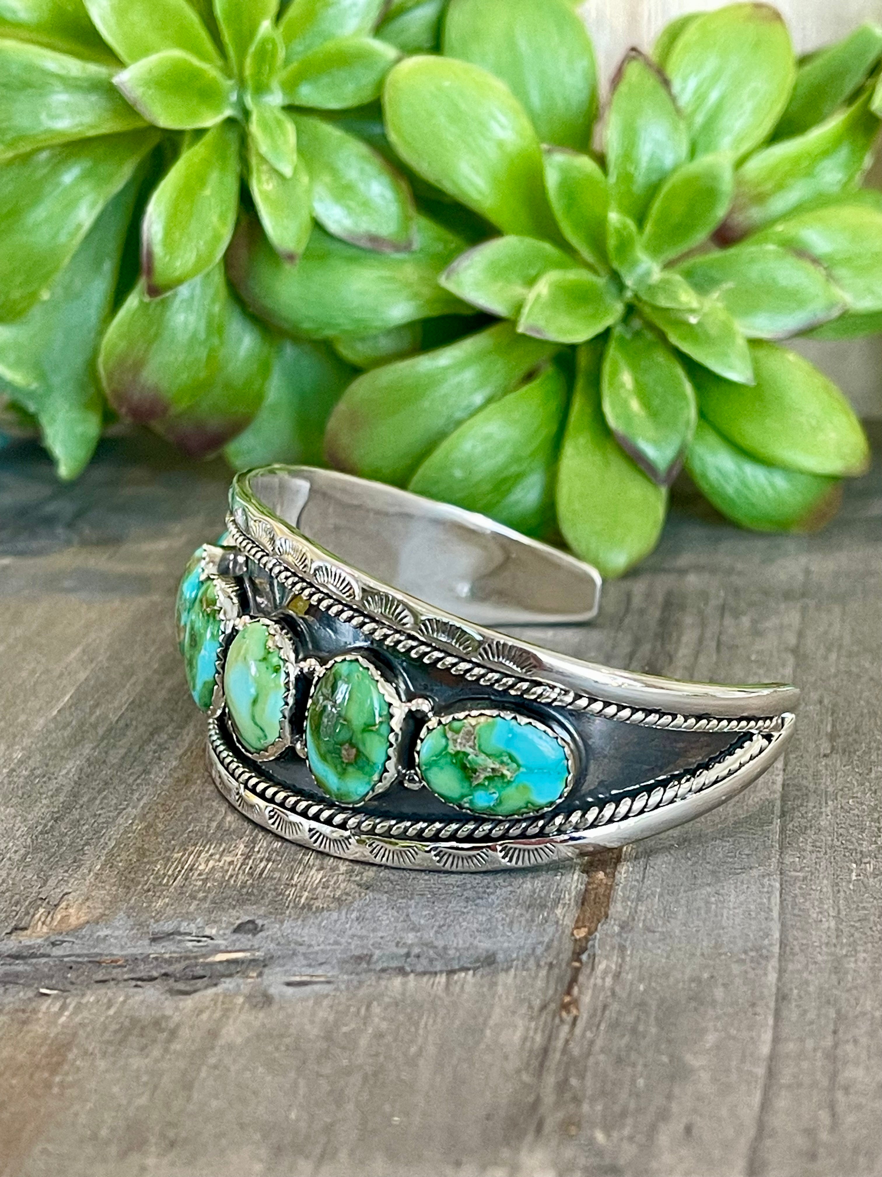 Southwest Handmade Sonoran Mountain Turquoise & Sterling Silver Cuff Bracelet