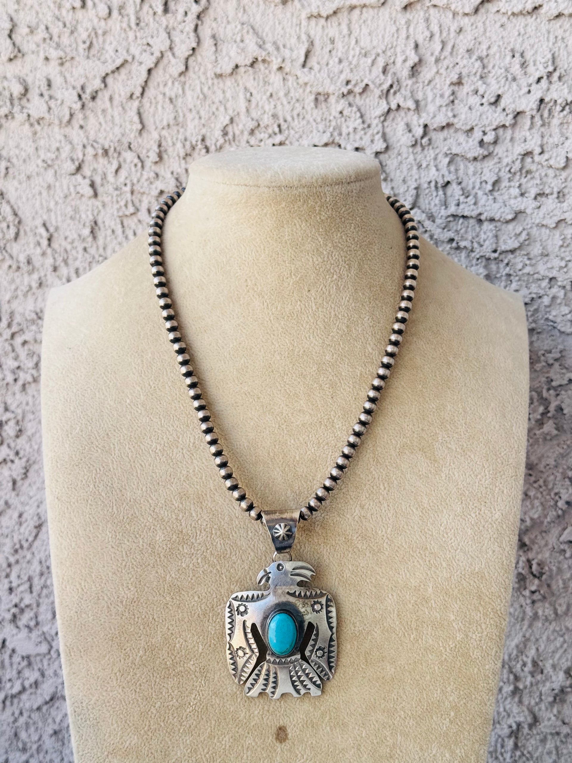 Chimney Butte Turquoise & Sterling Silver Thunderbird Pendant