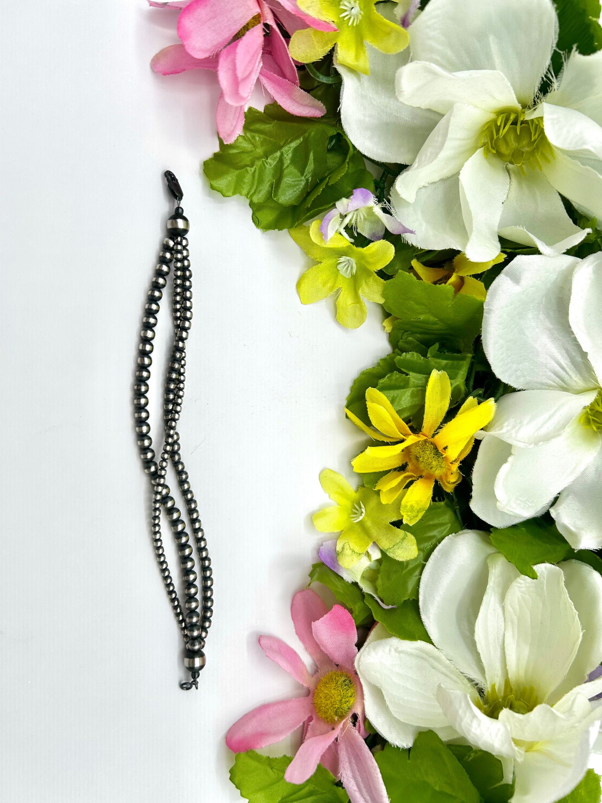 Navajo Made Strung Sterling Silver Link Bracelet