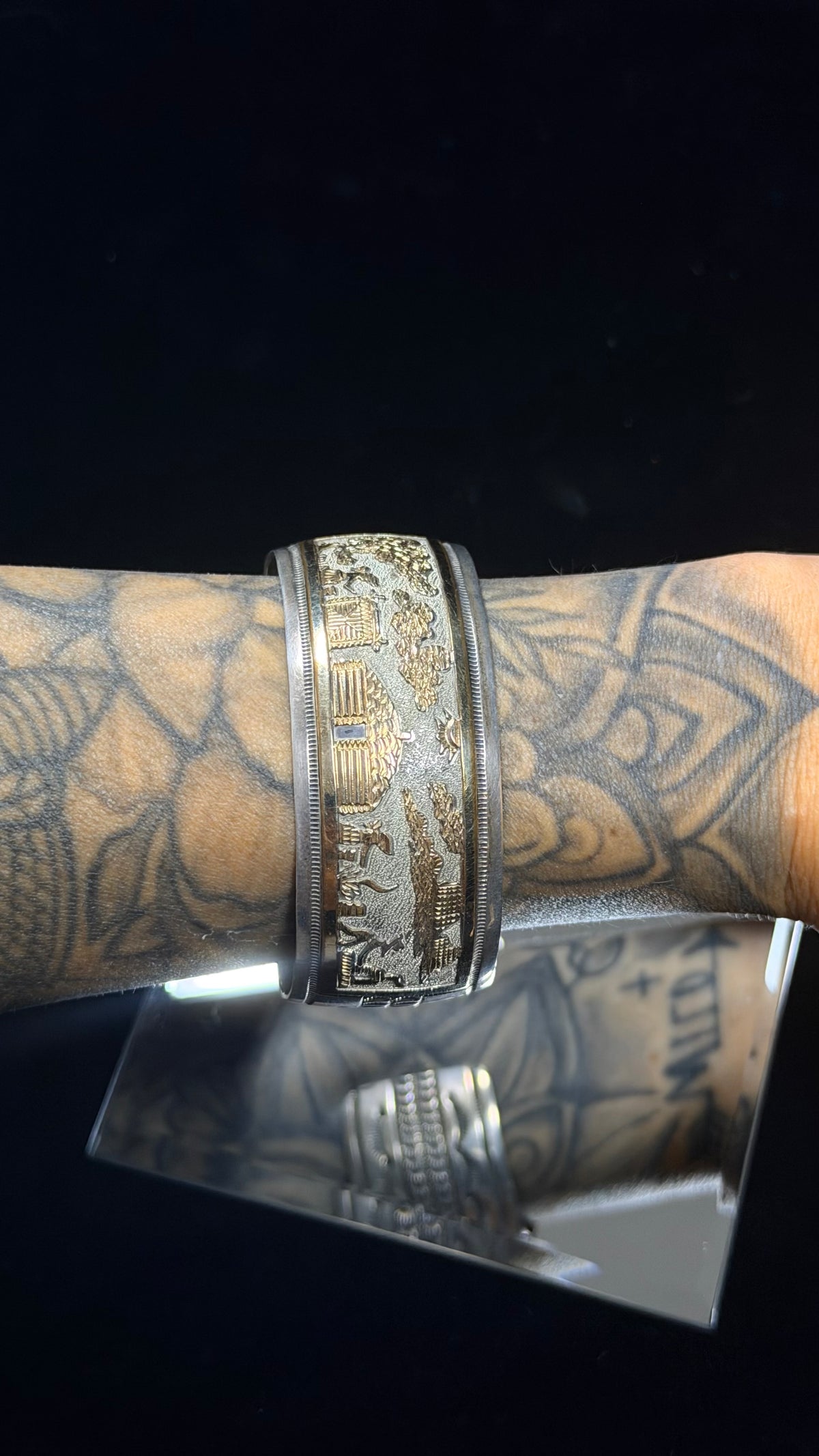 Navajo Made 14K Gold Filled & Sterling Silver Cuff Bracelet