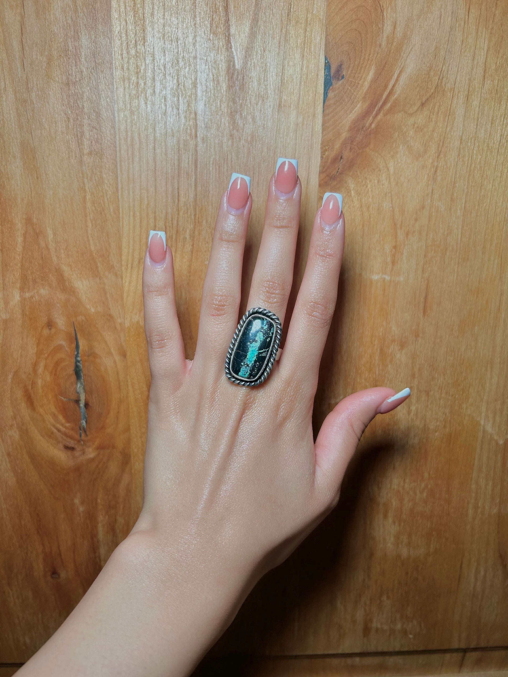 Jameson Garcia Black Jack Turquoise & Sterling Silver Ring Size 8.75