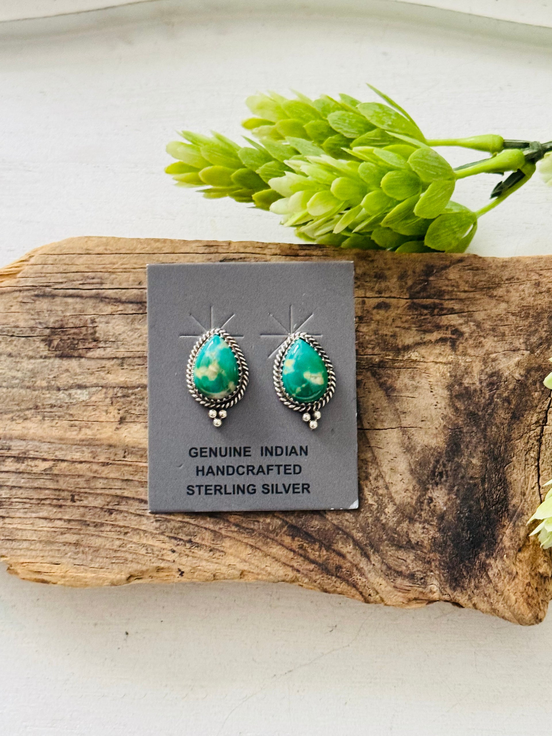 Trish Largo Kingman Turquoise & Sterling Silver Post Earrings