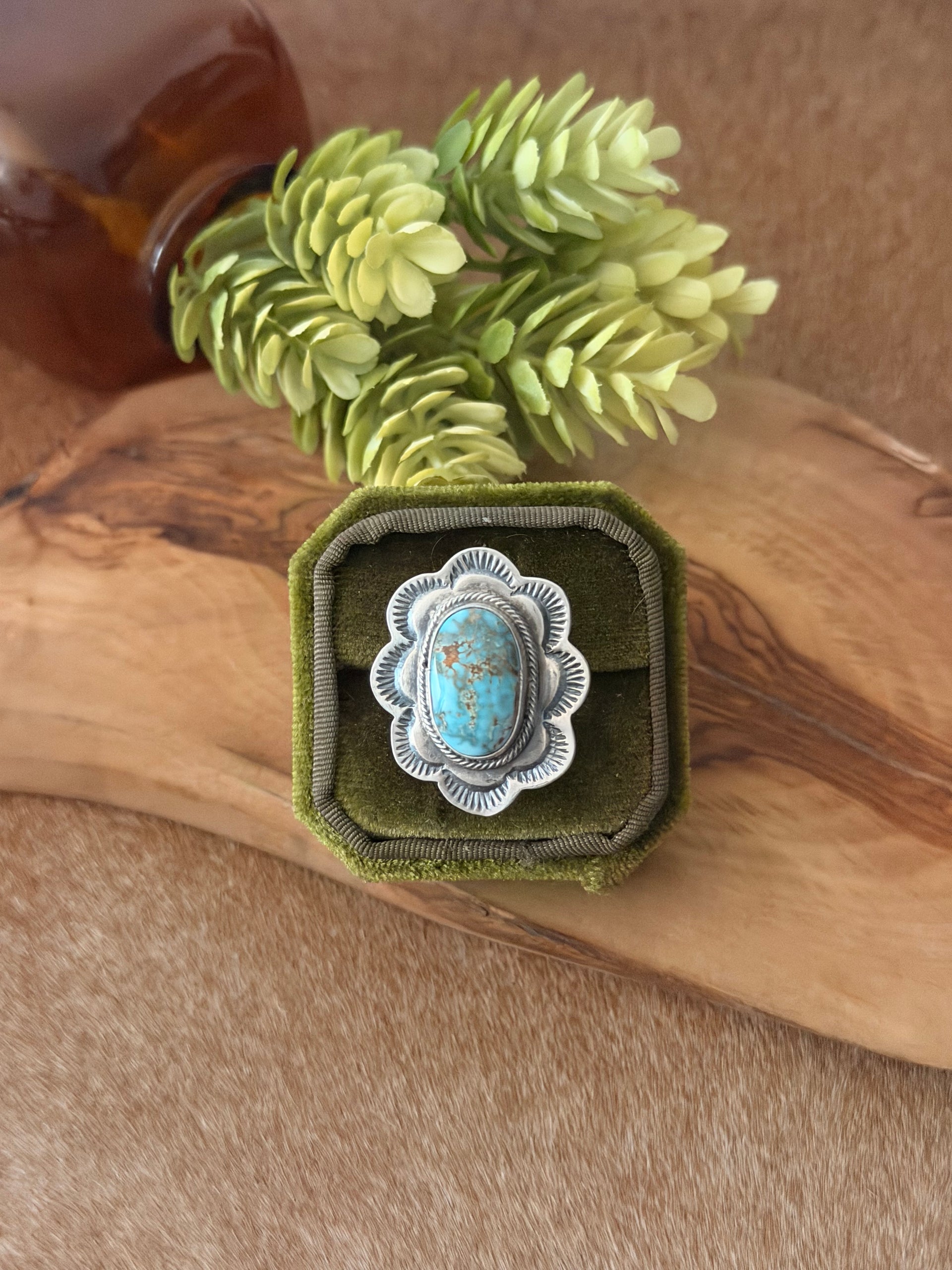 Cordell Platero Dry Creek Turquoise& Sterling Silver Adjustable Ring