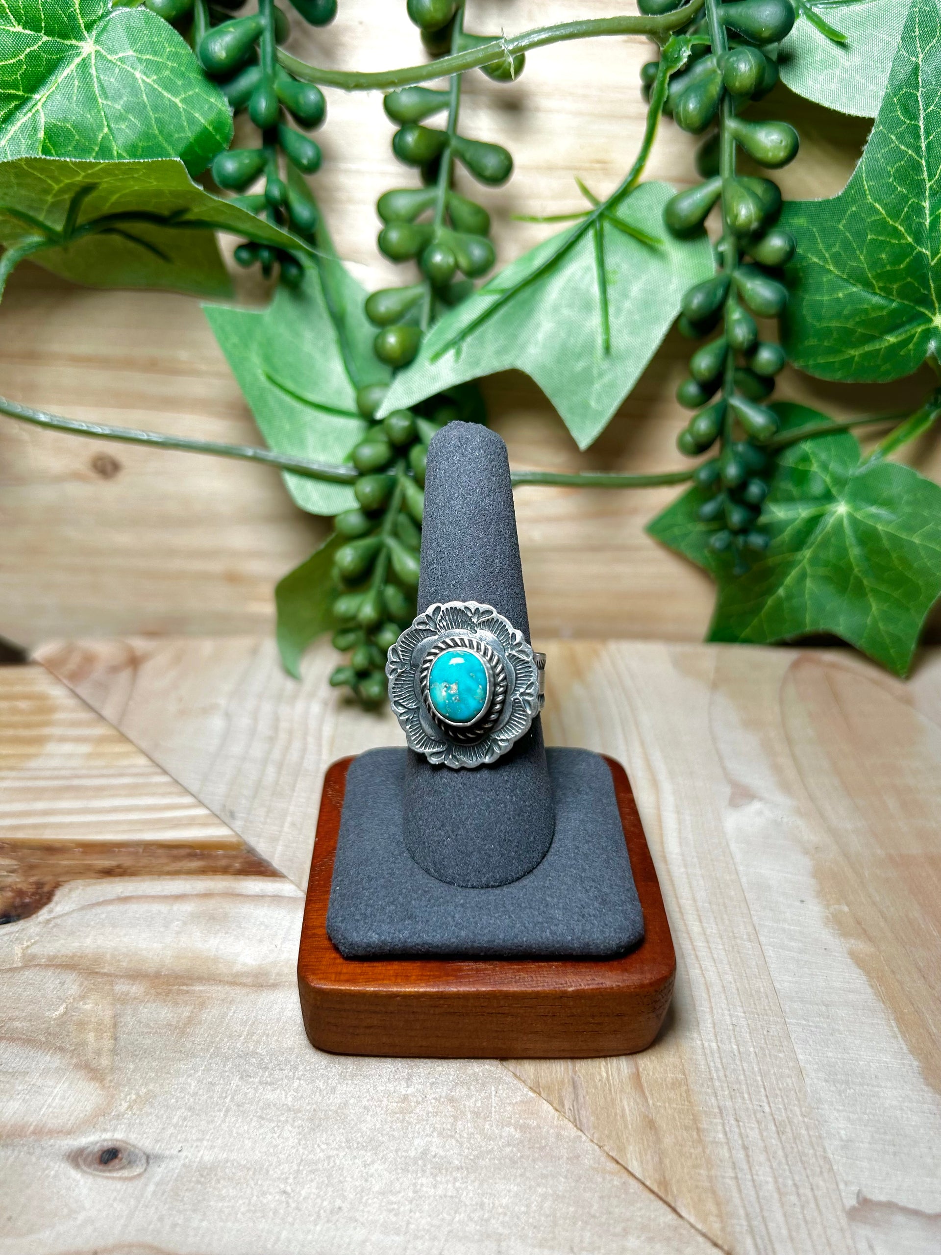 Tillie John Kingman Turquoise & Sterling Silver Ring Size 8.5