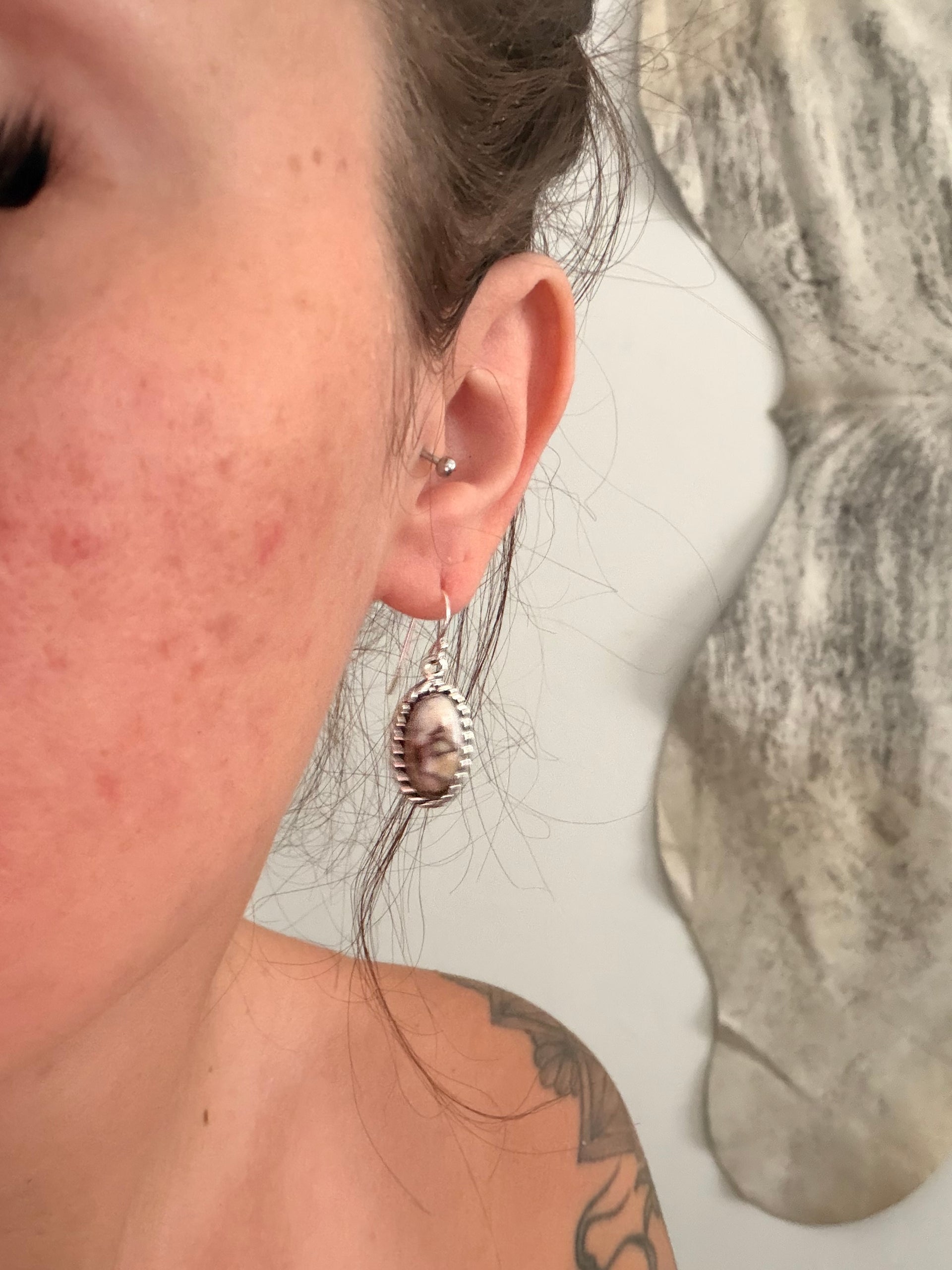 Navajo Made Wild Horse & Sterling Silver Dangle Earrings