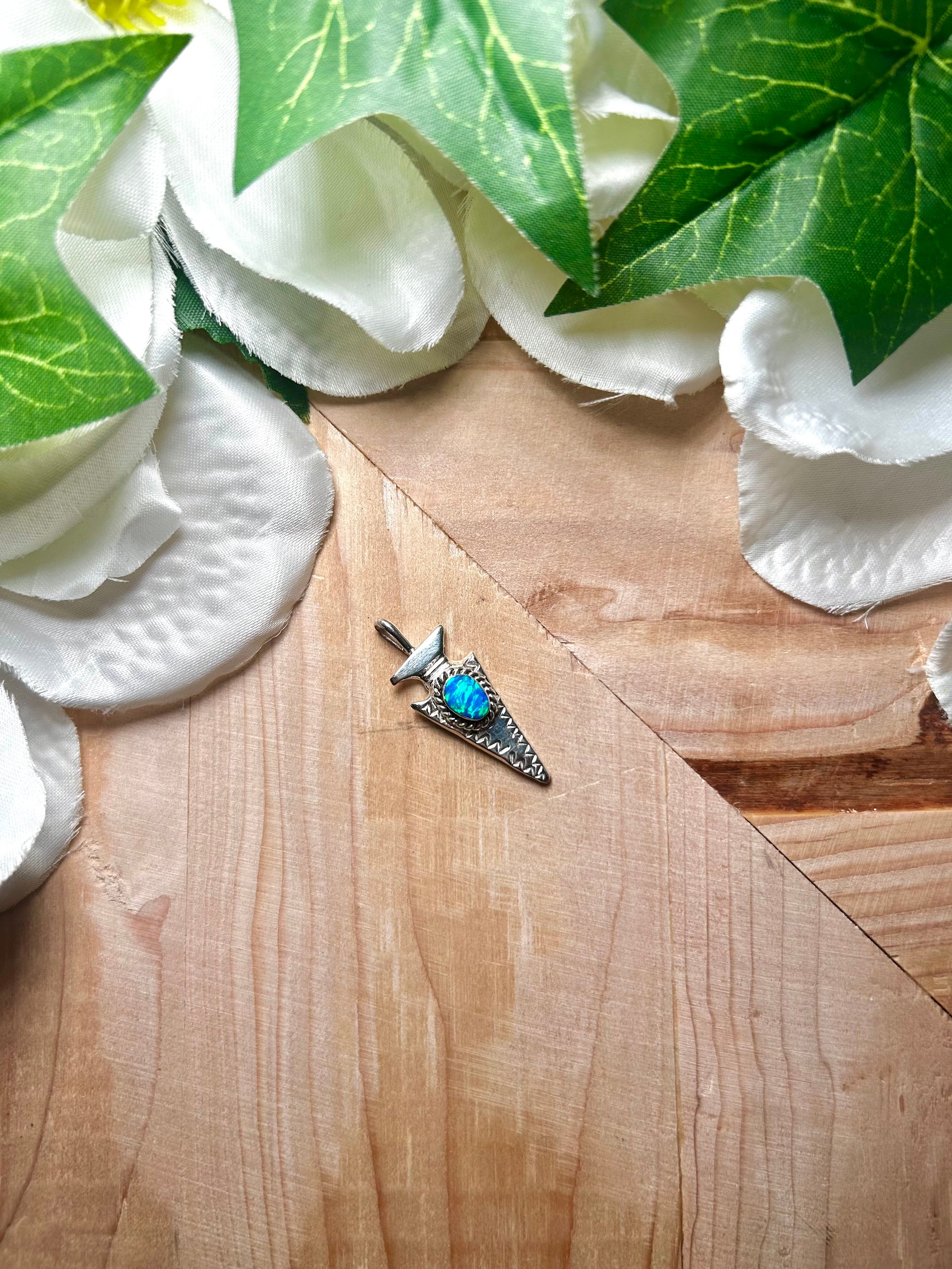 Joe Martinez Blue Opal & Sterling Silver Pendant