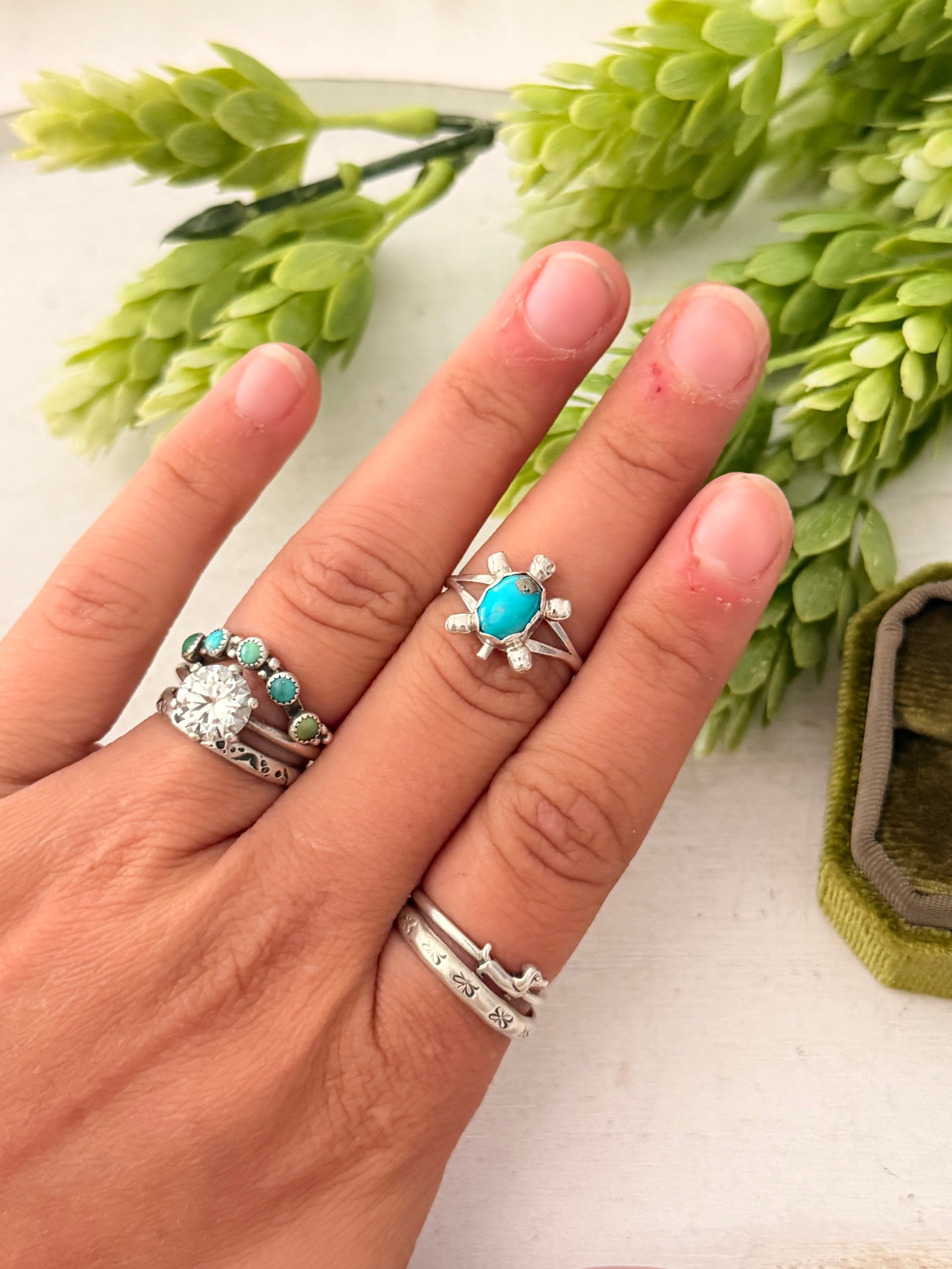 Navajo Made Sterling Silver Turtle Ring