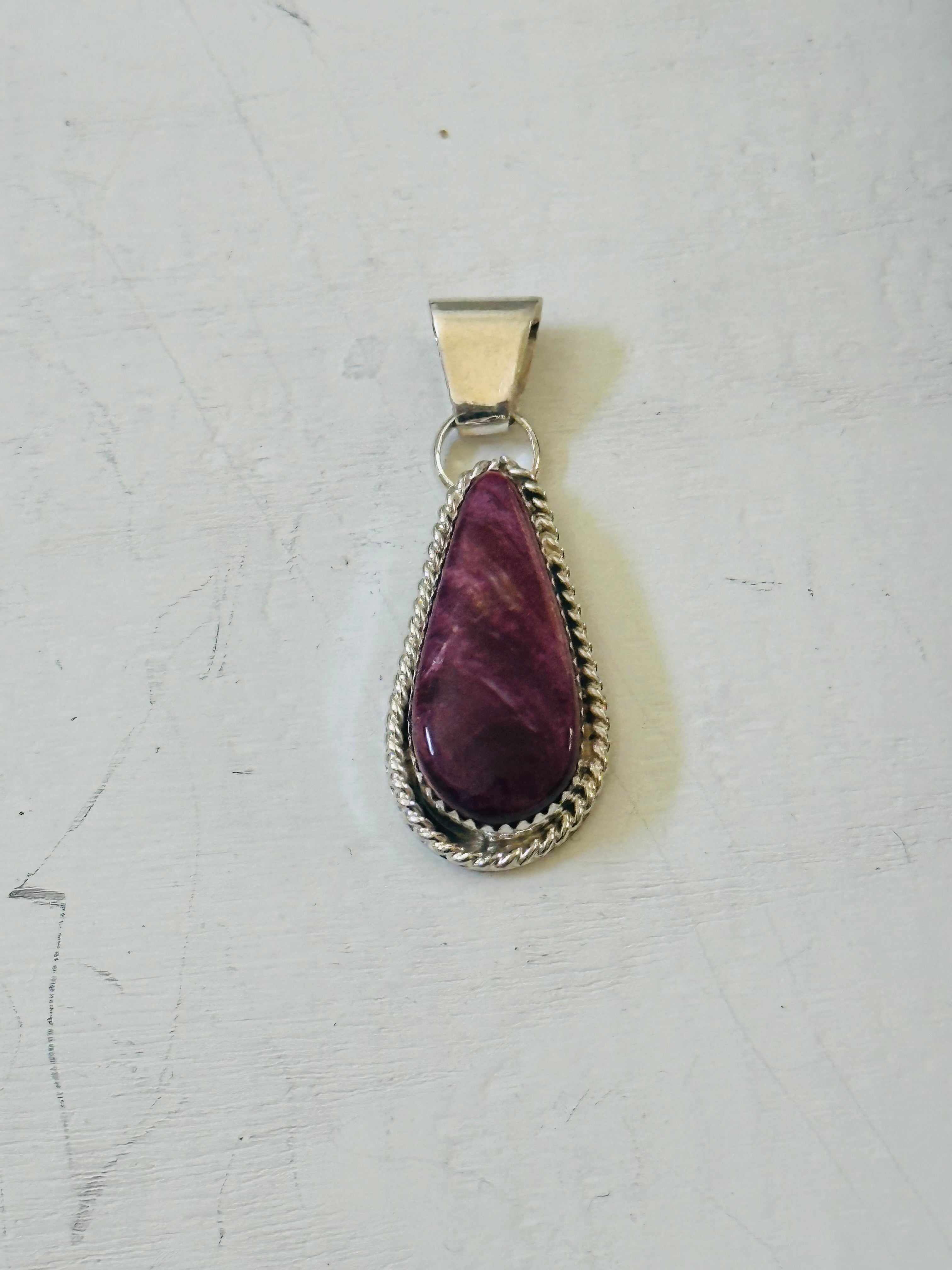 Navajo Made Spiny Oyster & Sterling Silver Pendant