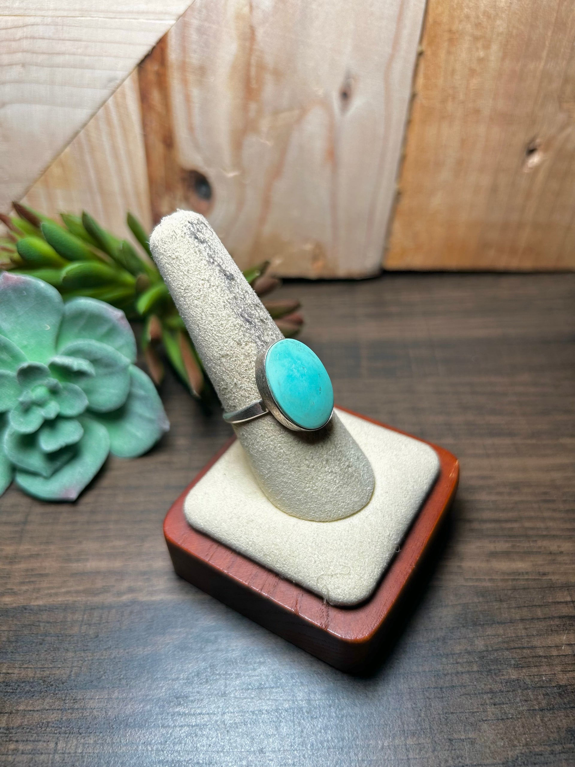 Navajo Made Royston Turquoise & Sterling Silver Ring Size 8.75