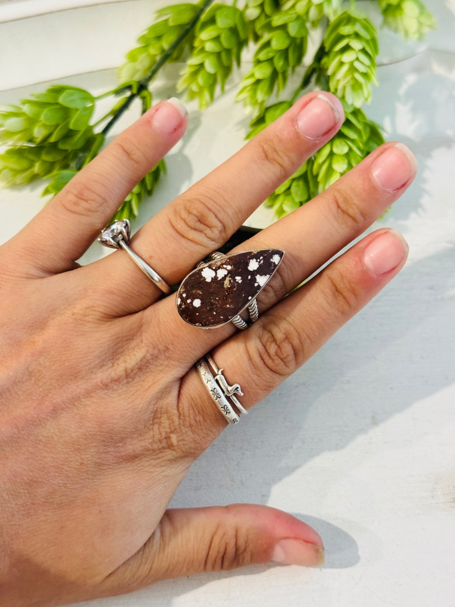 Southwest Made Wild Horse & Sterling Sliver Ring Size 9.75