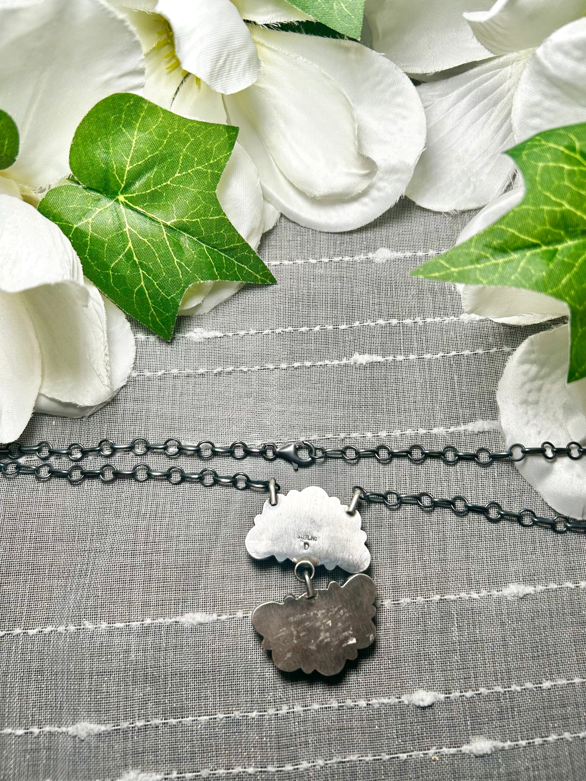 Navajo Made White Horse & Sterling Silver Necklace