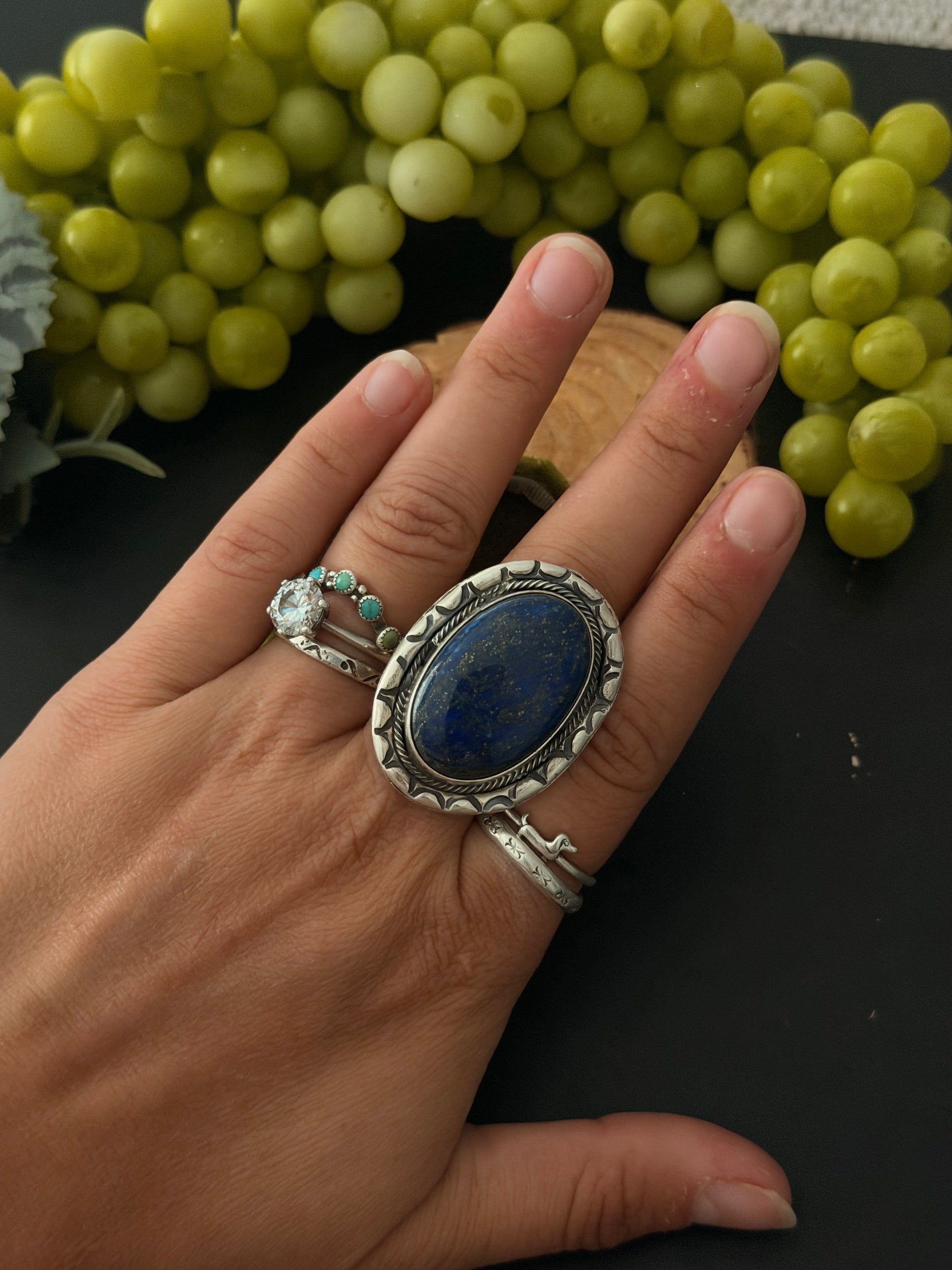 Bensen Bennelly Lapis & Sterling Silver Ring Size 9