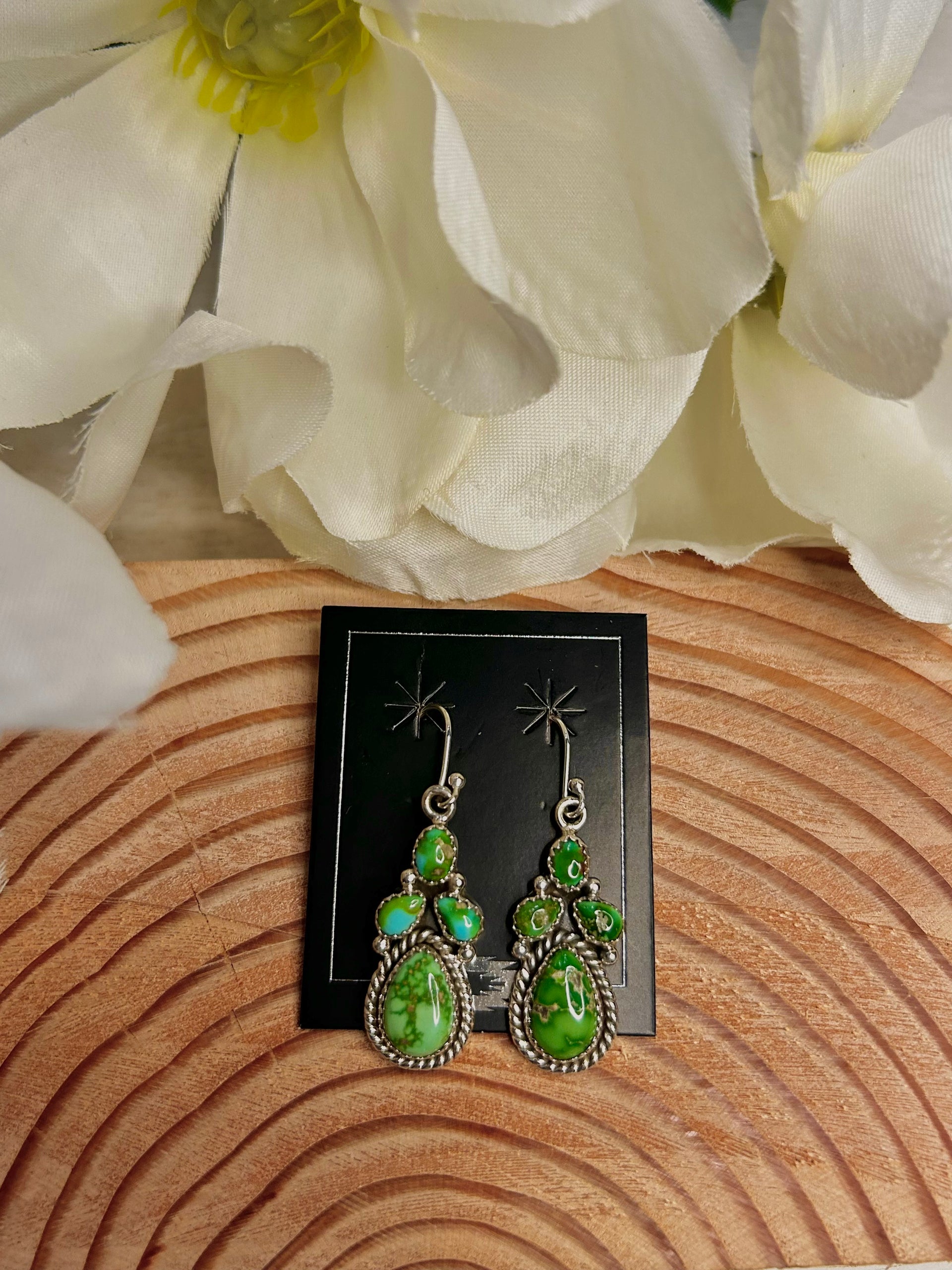 Southwest Made Sonoran Gold Turquoise & Sterling Silver Post Dangle Earrings