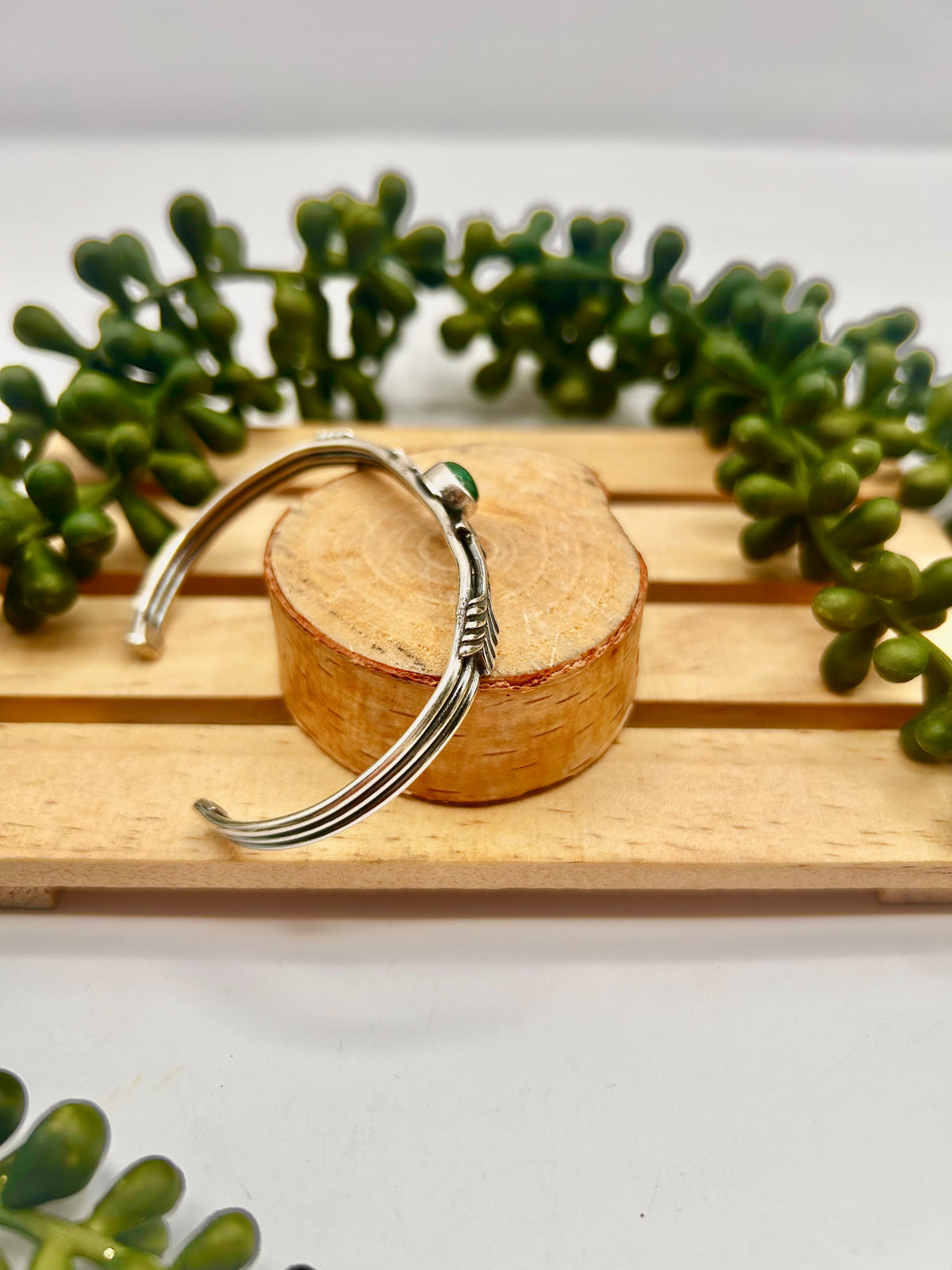Navajo Made Malachite & Sterling Silver Cuff Bracelet