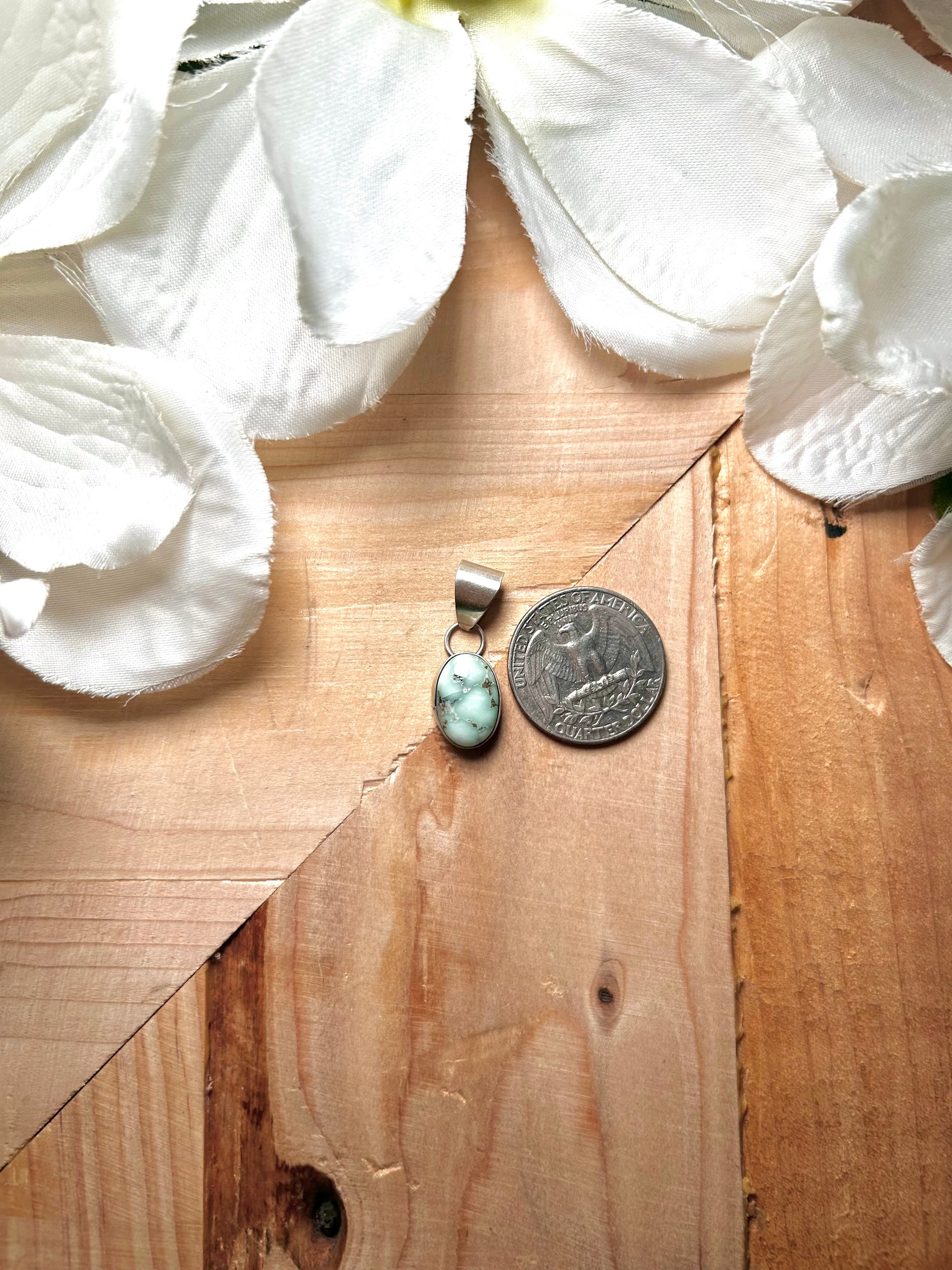 Navajo Made Palomino Variscite & Sterling Silver Pendant