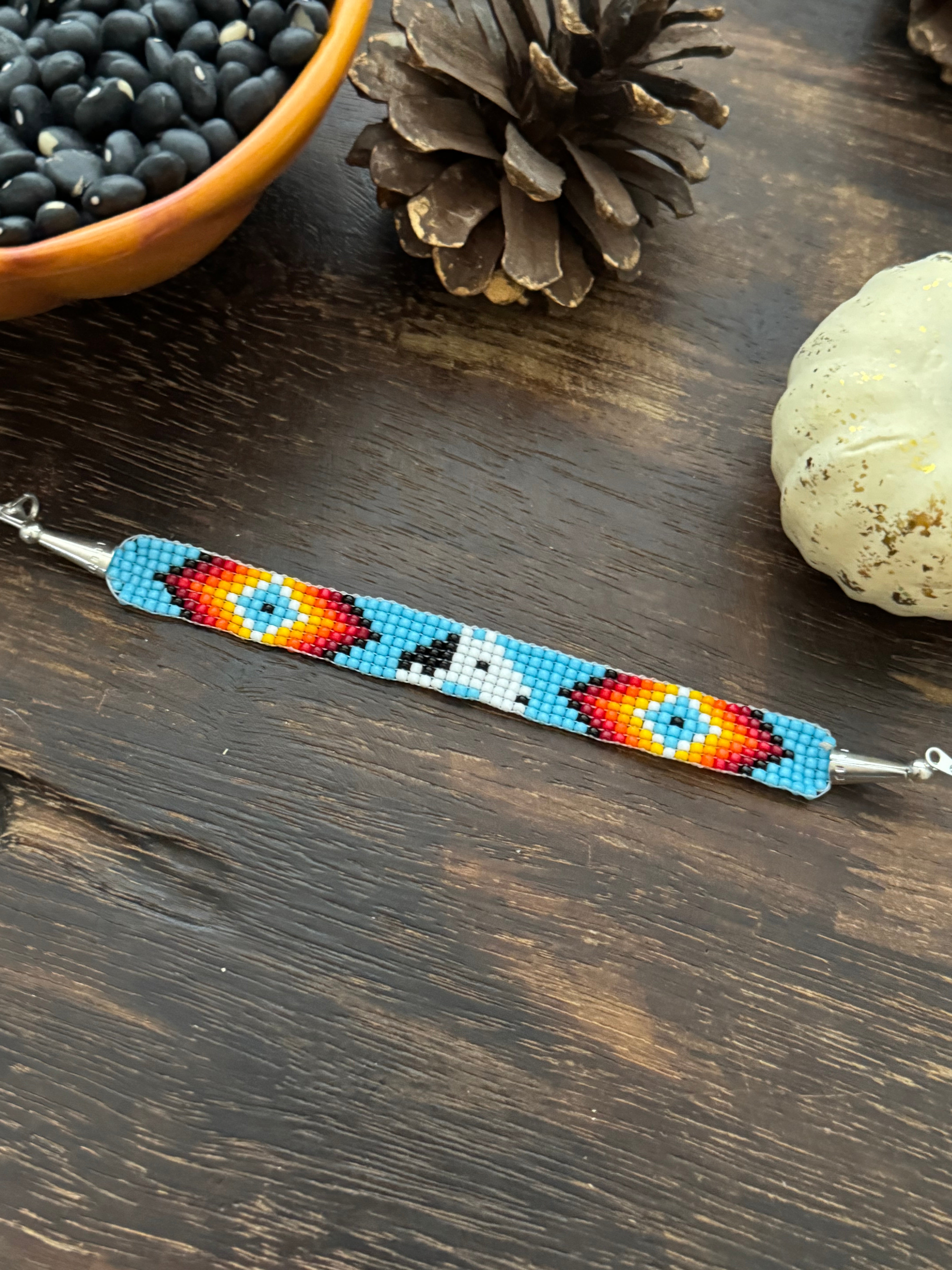 Navajo Strung Sterling Silver Beaded Bracelet